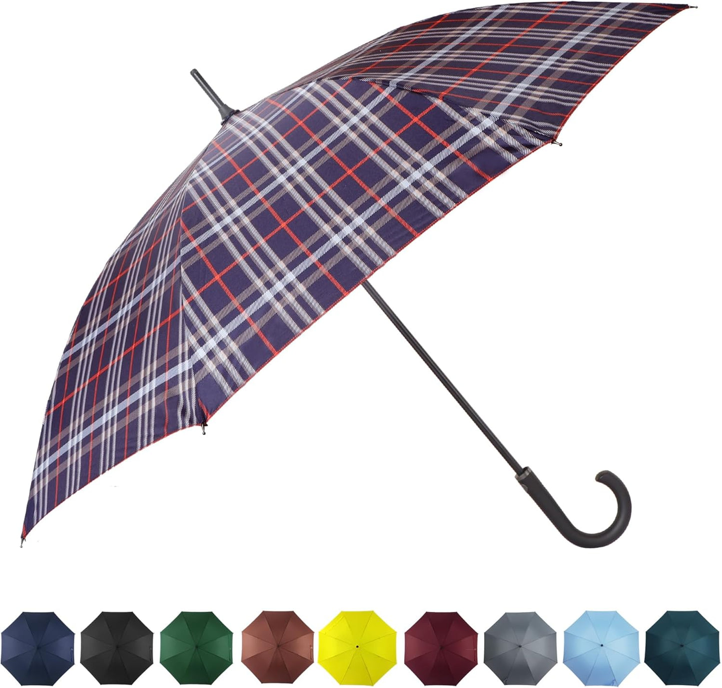 SoulRain 50 Inch Large Stick Umbrella Windproof Automatic Open Oversized J Handle Umbrellas for Men and Women Unbreakable Strong Travel Golf Umbrella