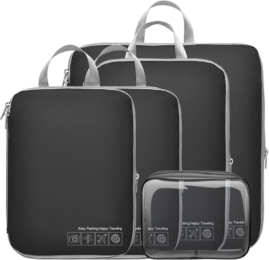 Cambond Compression Packing Cubes for Travel Women - Travel Bags Luggage Organizers Travel Essentials Compression Cubes for Travel Carry on Suitcases Organizer
