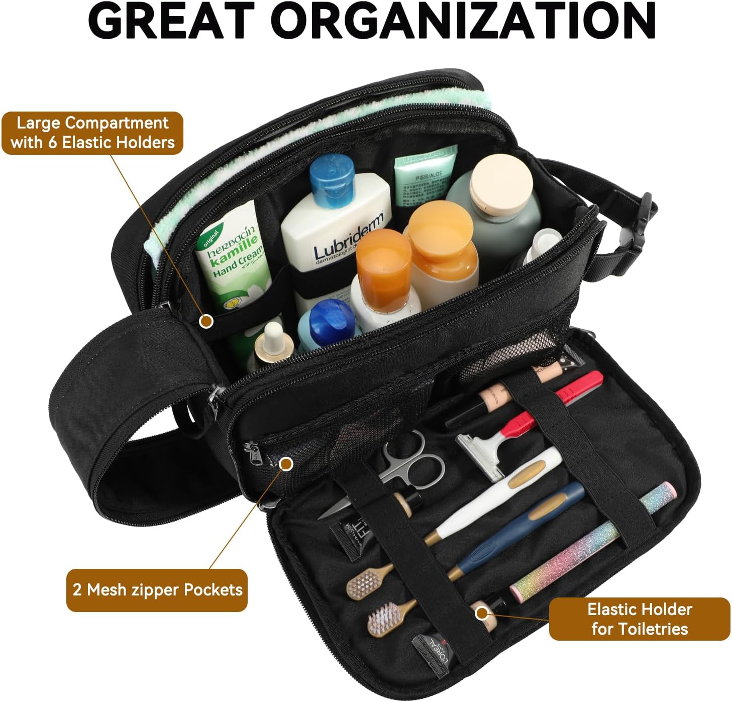 Voova Travel Toiletry Bag for Men Women, Hanging Dopp Kit Water Resistant Shaving Bag for