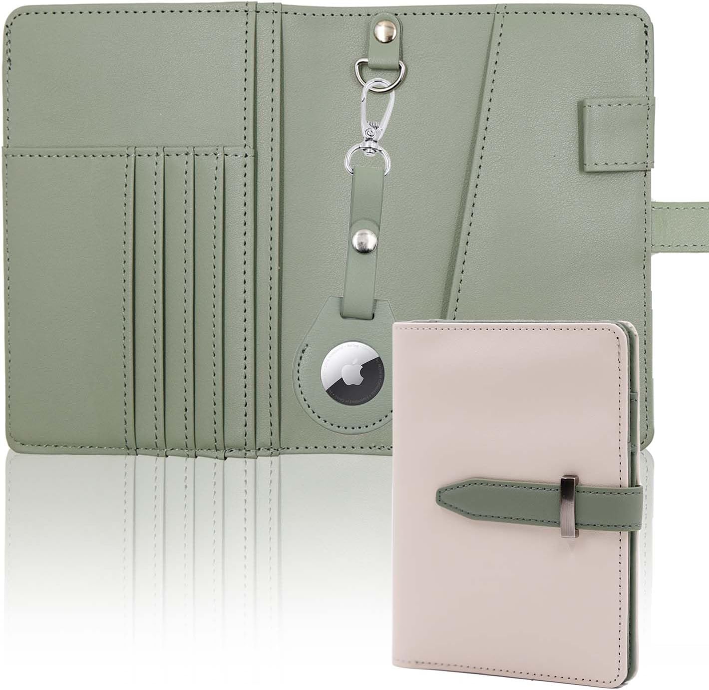 Deziliao Passport wallets, Mulit-purpose RFID Blocking Passport Holder AirTag Wallet, Travel Wallet（Cream white）