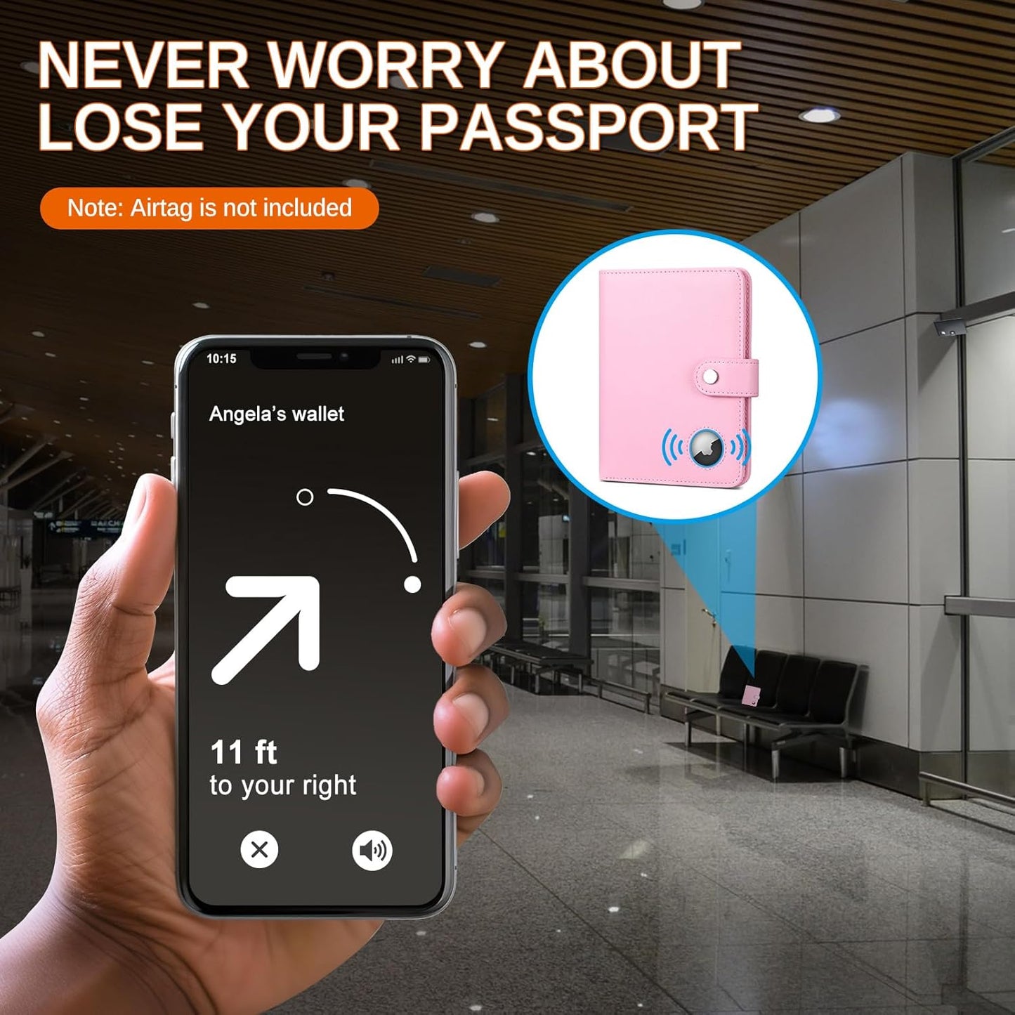 Passport Holder with Airtag for Women and Men, RFID Blocking Passport Wallet Cover Case