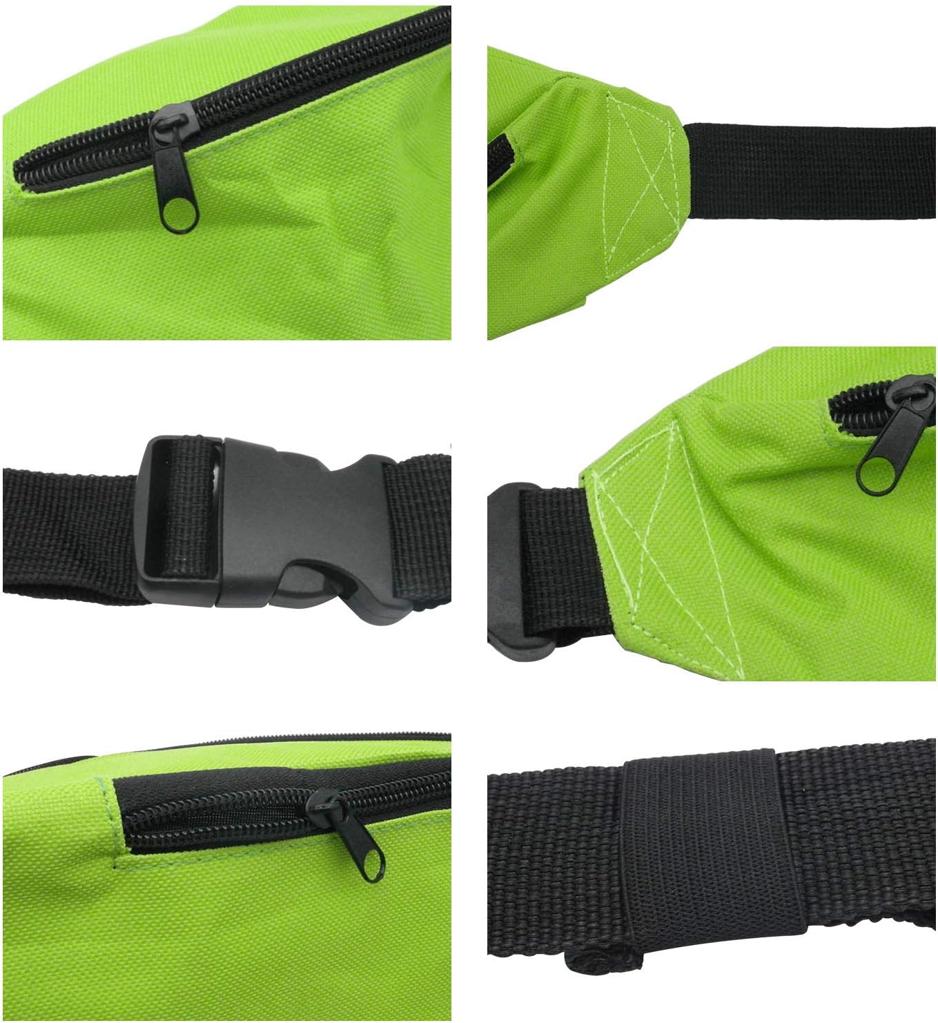 Unisex Fanny Pack for Women Men, Fashion Sporty Multi-purpose 2-Zipper Waist Belt Bag Fanny Pack Waist Bag Adjustable Strap for Sport Hiking Traveling Passport Wallet (Green)