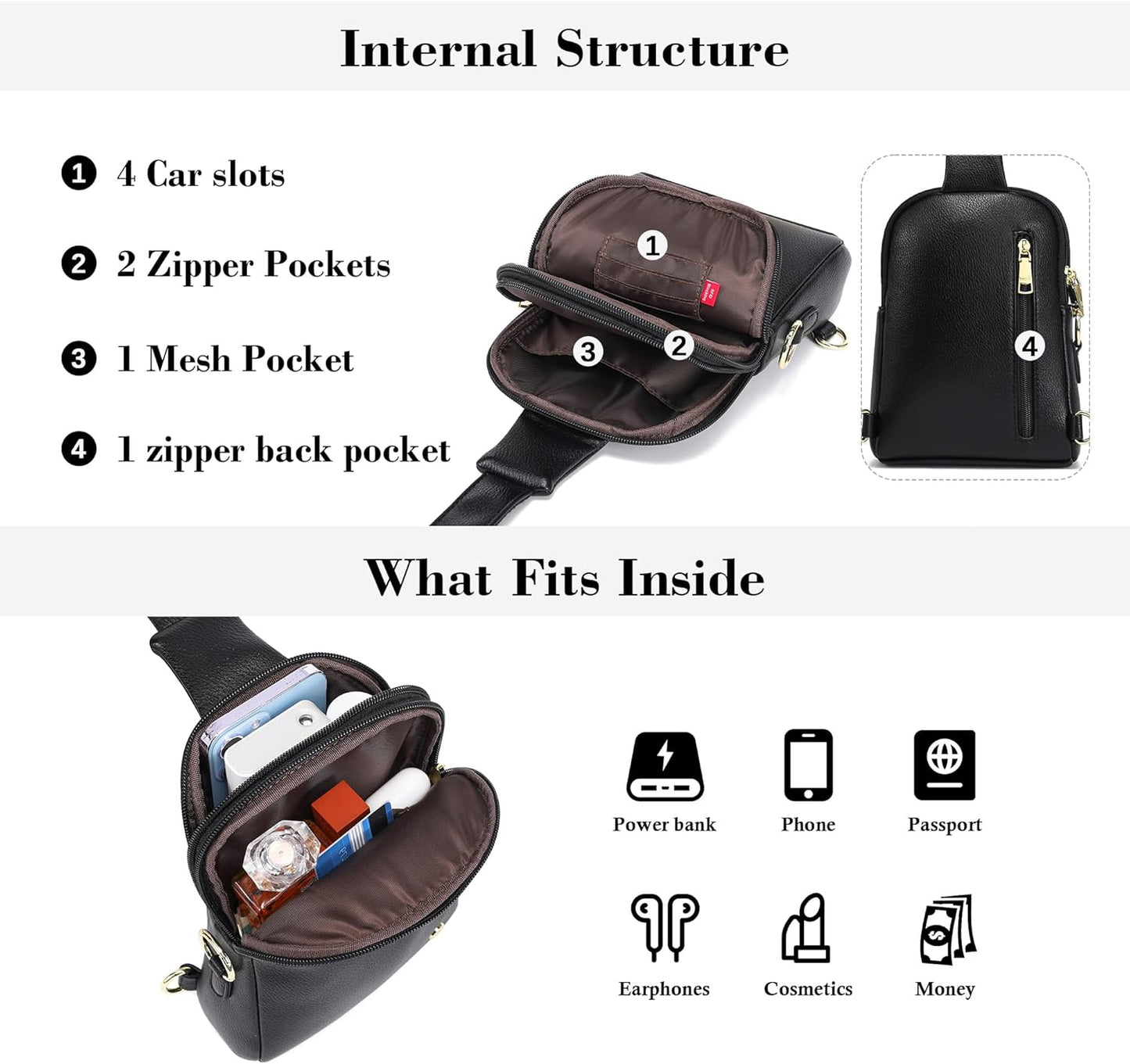 INICAT Travel Small Sling Bag Faux Leather Crossbody Bags Women Cross Body Bag Purses for Woman