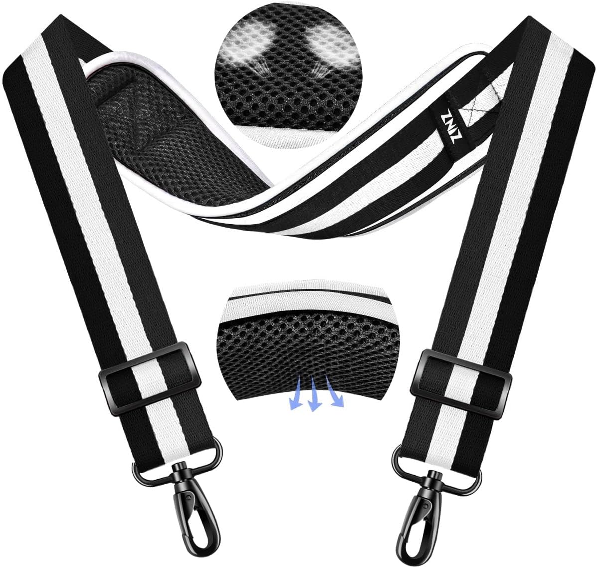 ZINZ 79.5" Universal Bag Strap with Ultra-Thick Fixed Breathable Pad Adjustable Heavy-Duty Shoulder