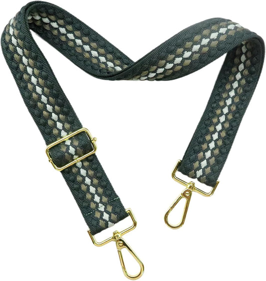 Adjustable Green Purse Strap - 1.5" Wide Handbags, Camera, Guitar, Phone & Crossbody Bag Replacement Shoulder Straps(Gold Hardware)