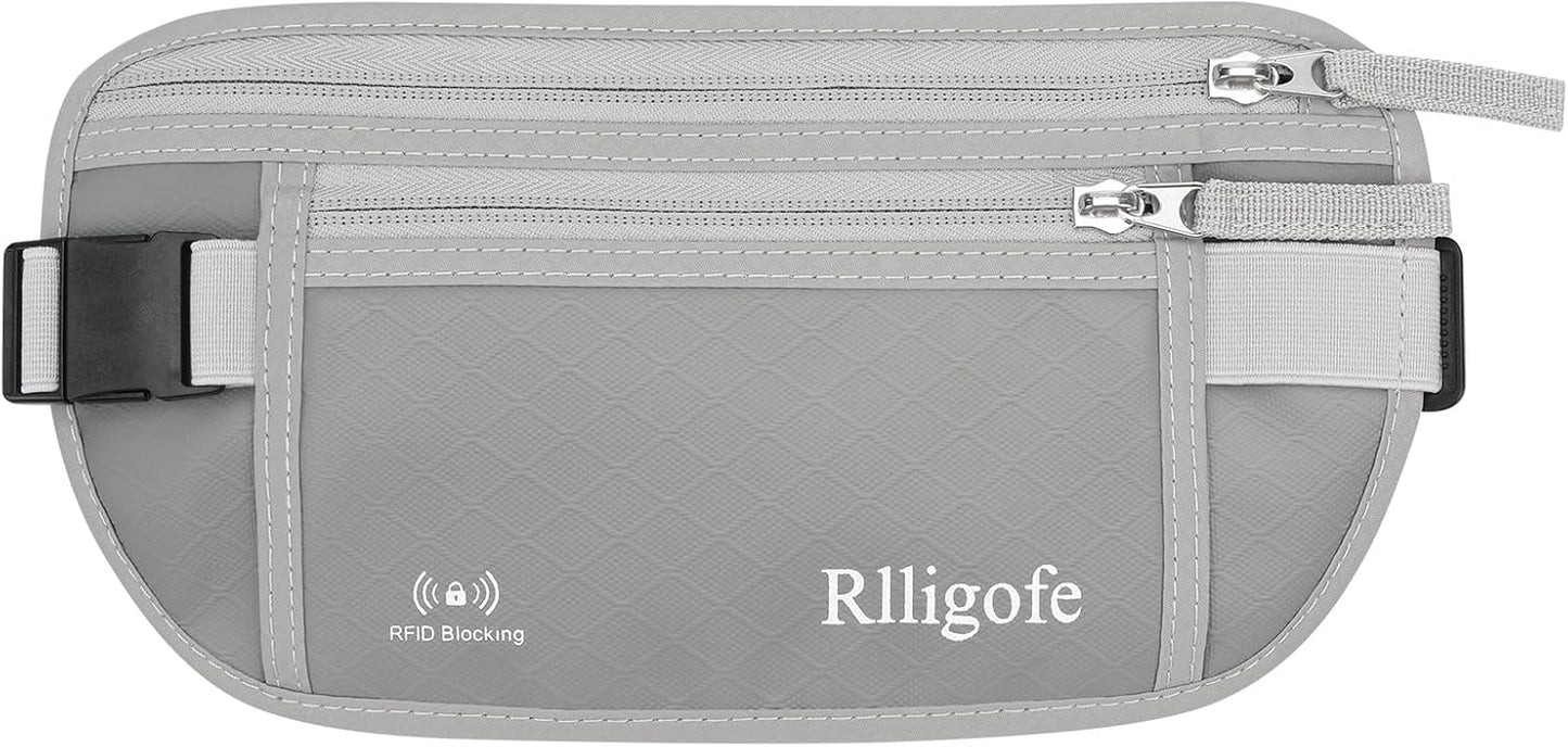 Money Belt for Travel Women and Men Hidden - Slim RFID Blocking Travel Wallet with Secure Anti-Theft Pouch, Passport Holder for Passport, Credit Cards, Cash Under Clothes