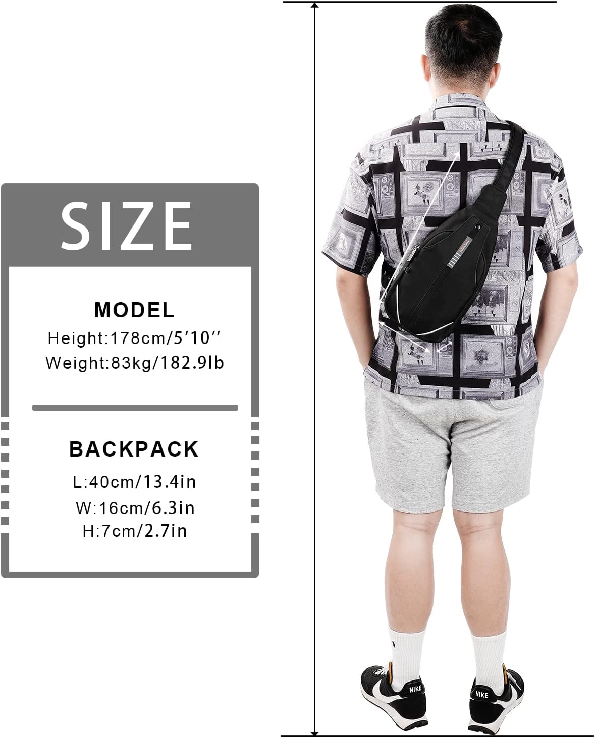 WATERFLY Small Crossbody Sling Backpack Anti Theft Backpack for Traveling Chest Bags for Men&Women