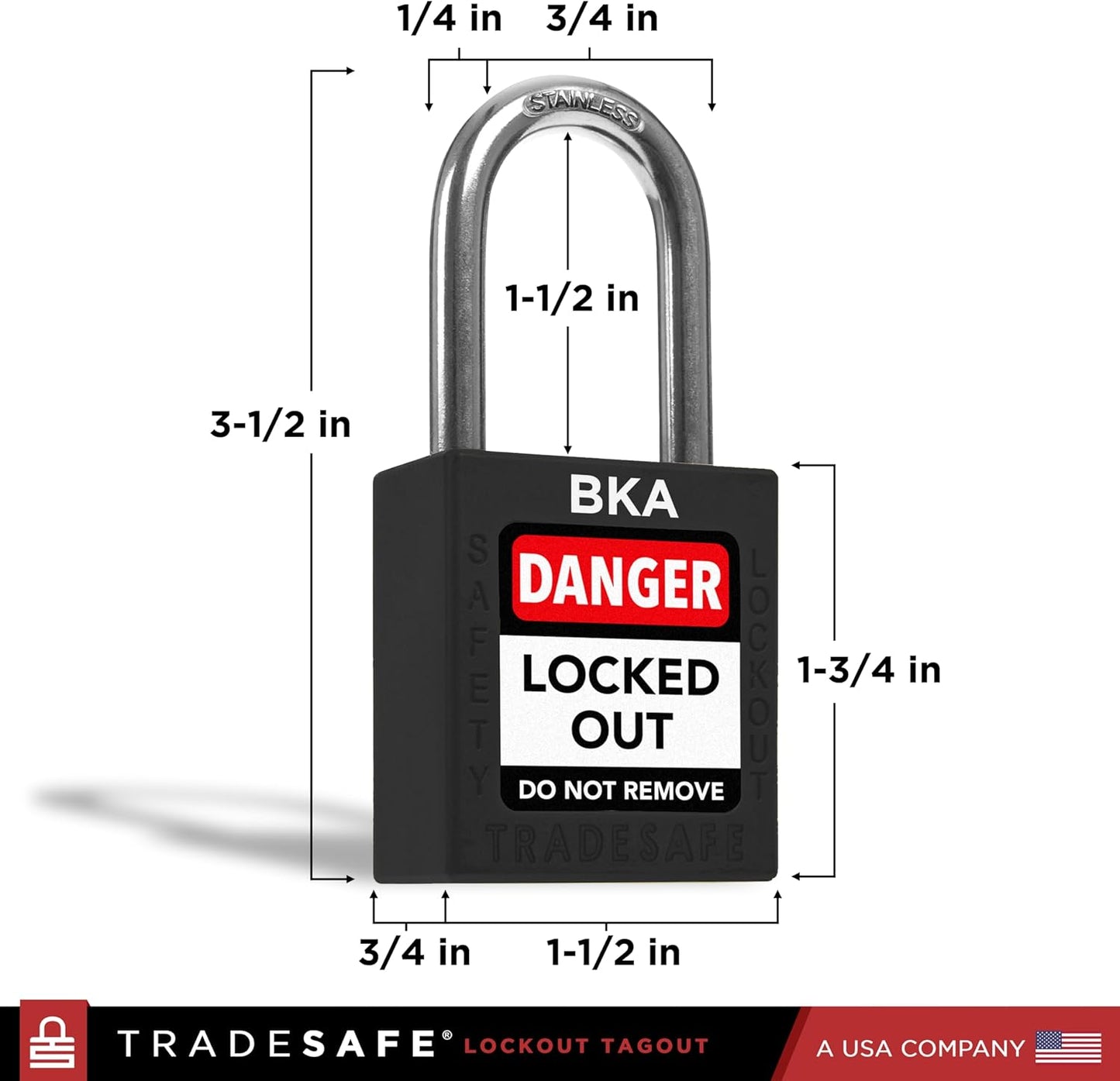 TRADESAFE Lockout Tagout Lock Sets, 10 Black Keyed Alike Unlimited Grouping Safety Padlocks, 2 Keys Per Lock, OSHA Compliant Loto Locks