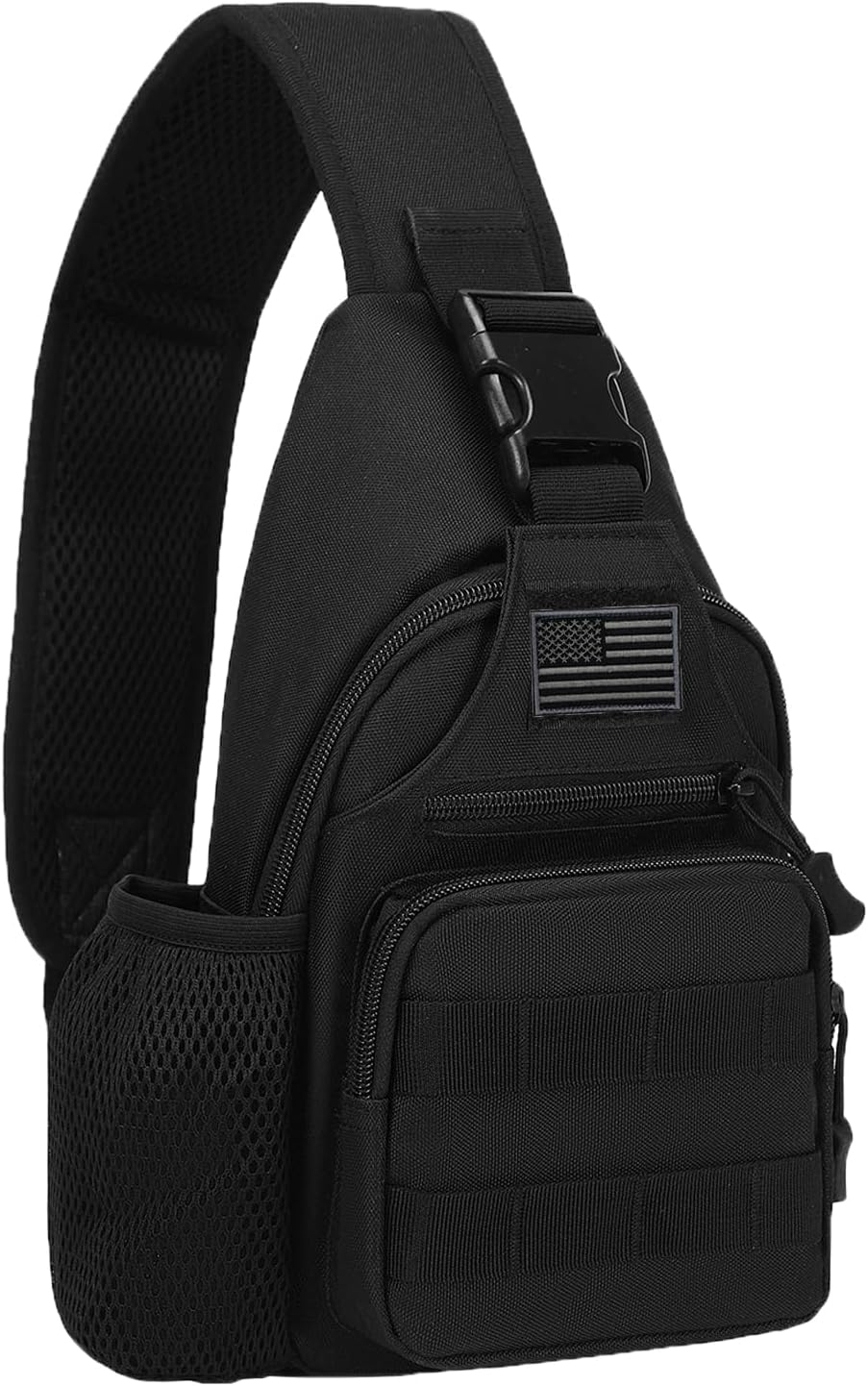 ZHIERNA Tactical Sling Crossbody Backpack with Water Bottle Holder, MOLLE EDC Shoulder Sling Chest