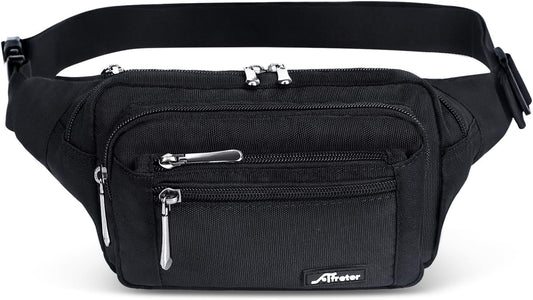 Waist Pack Bag Fanny Pack for Men&Women Hip Bum Bag with Adjustable Strap for Outdoors Workout Traveling Casual Running Hiking Cycling (New Black)