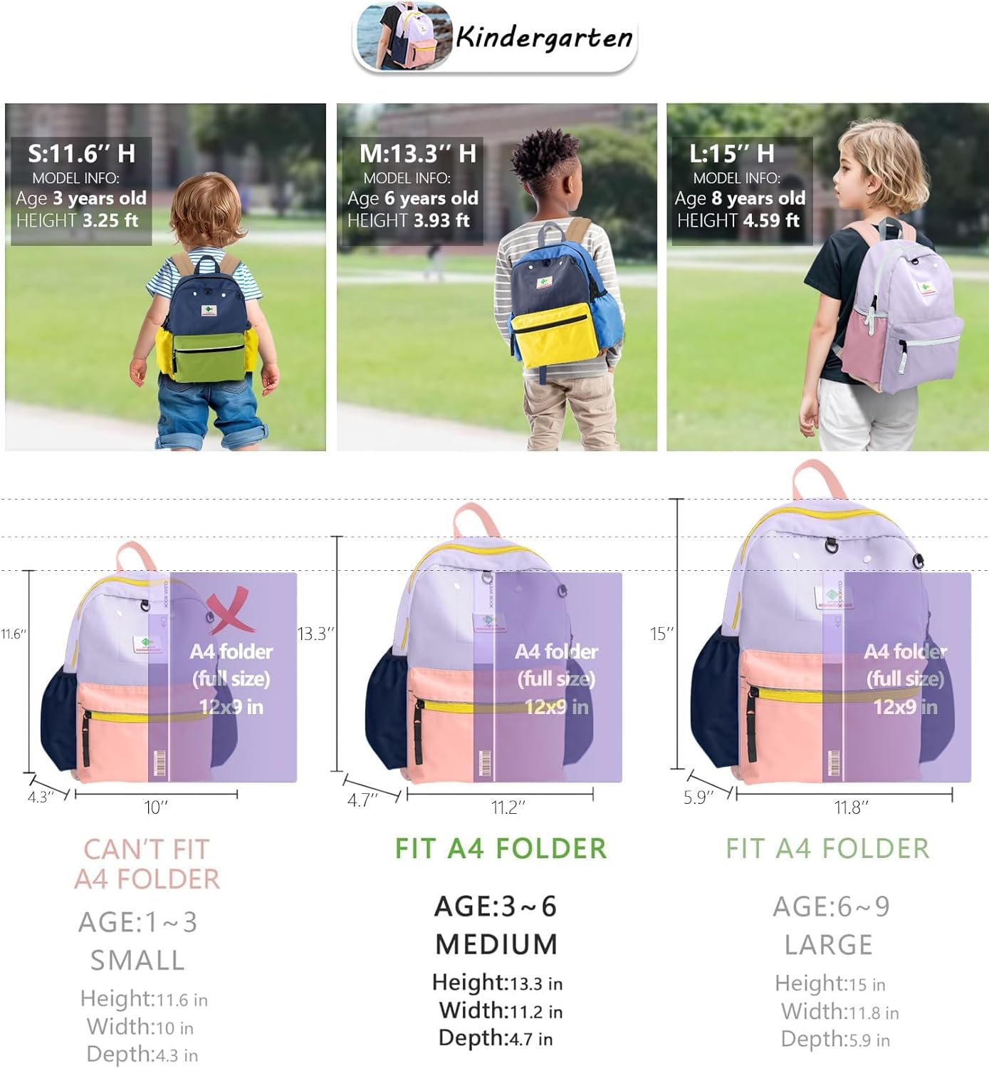 Kids Backpacks For Girls & Boys, Kindergarten & Elementary School Bookbag, For School & Travel, Small Child Toddler Backpack, 13" H, For Kids 3-5 Medium