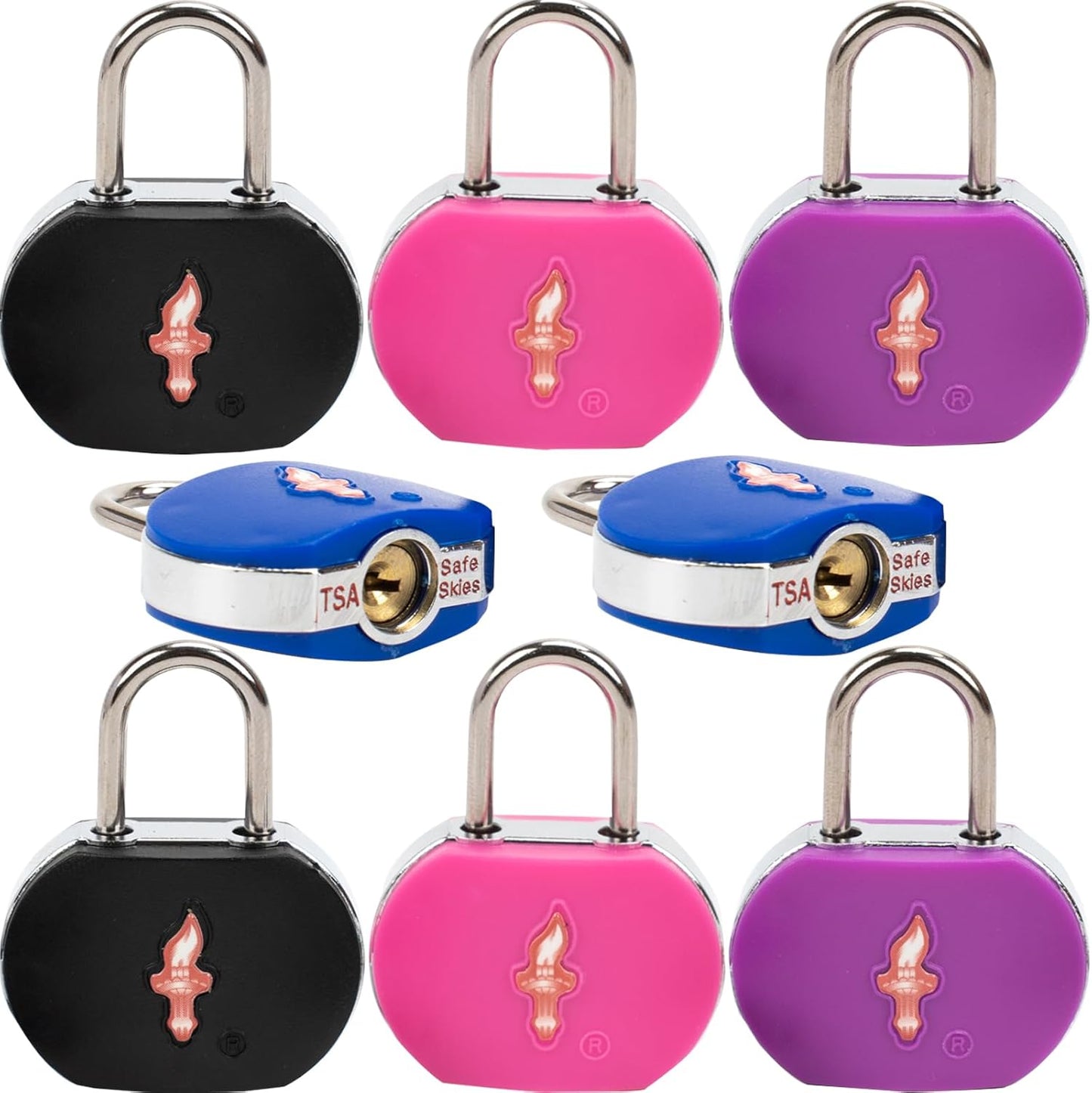 8 Pack Luggage Lock TSA Approved Locks with Key, TSA Approved Travel Lock,Suitcase Lock TSA Approved Chrome Plated Ring Body for Backpacks, Bags and Luggage, 8 Pack Family Set