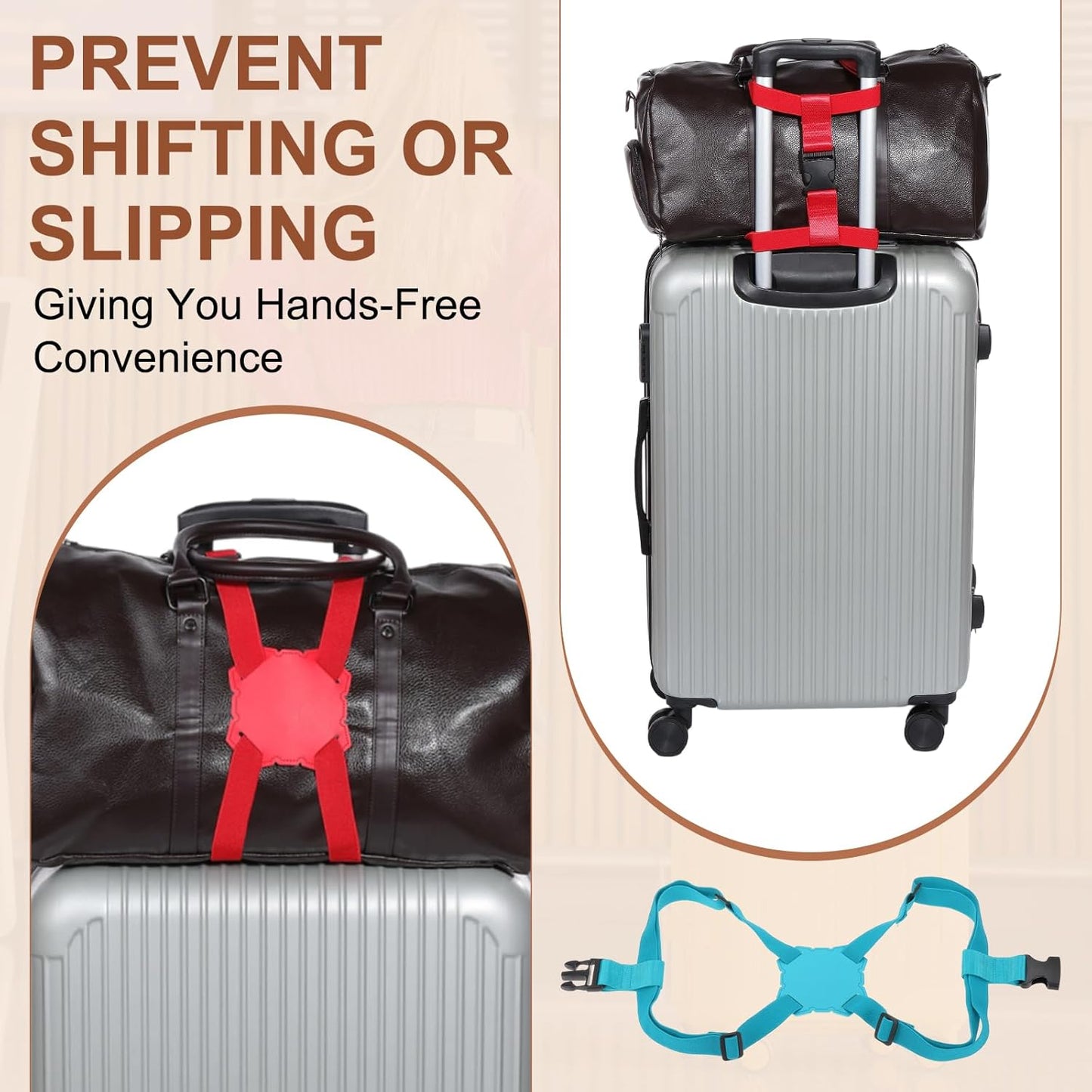 MECCANIXITY Luggage Strap Bag Bungee Elastic Suitcase Adjustable Belt for Suitcases Add A Bag Easy to Travel, Blue