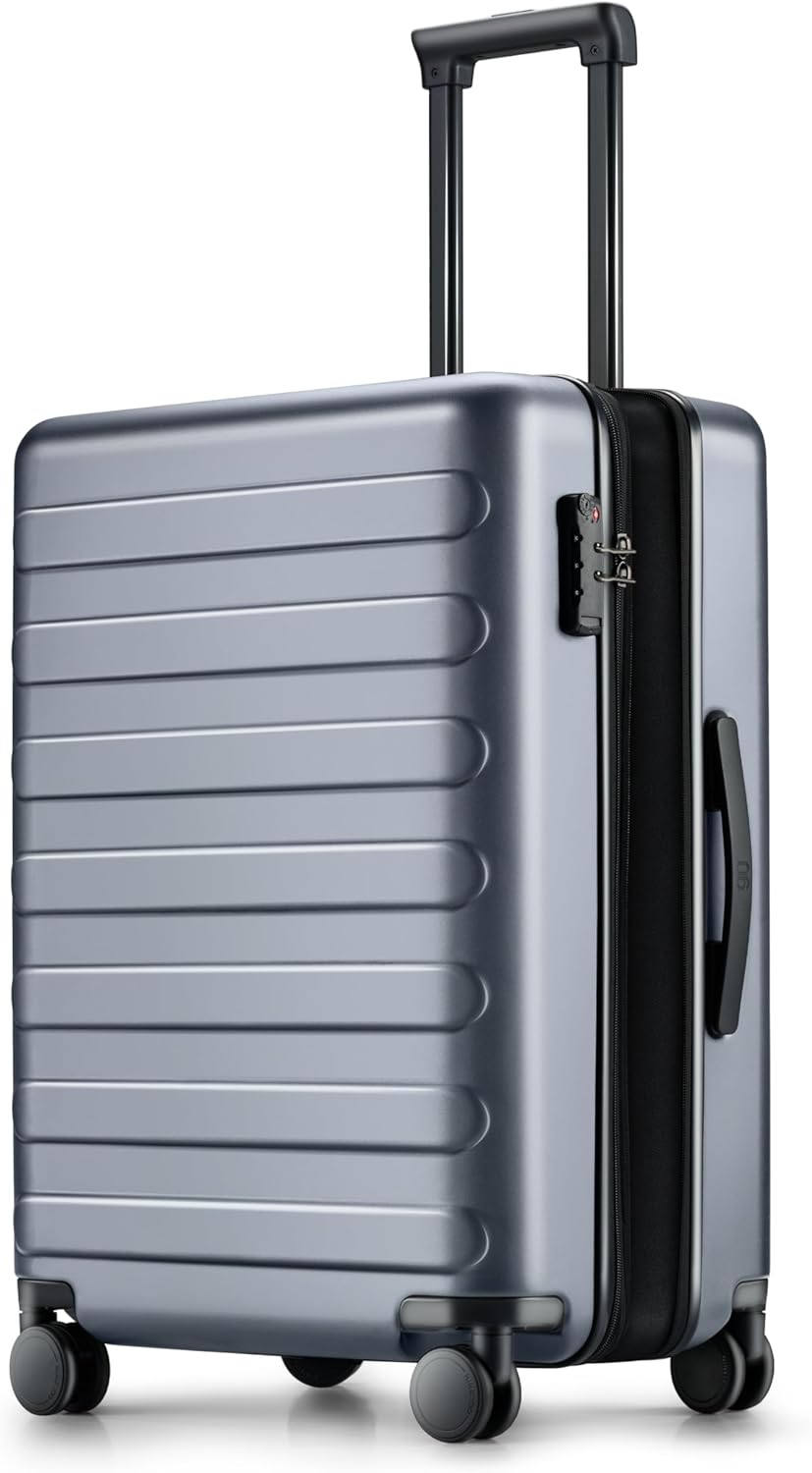 NINETYGO Carry On Luggage 22x14x9 Airline Approved, 20 Inch Luggage with Smooth Spinner Wheels, Expandable, Hard Shell PC Suitcase, Lightweight Travel Luggage, TSA Approved (Grey, Rhine Max)
