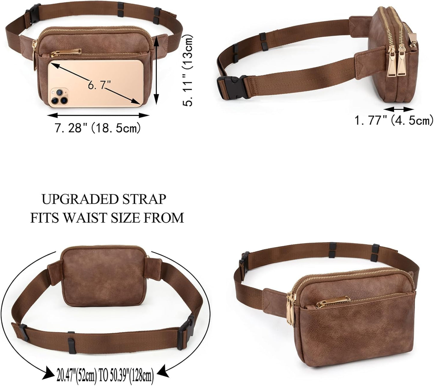 UTO Fanny Pack for Women Crossbody Trendy Fashion Belt Purse Chest Waist Hip Bumbag for Outdoor Shopping Travel Hiking