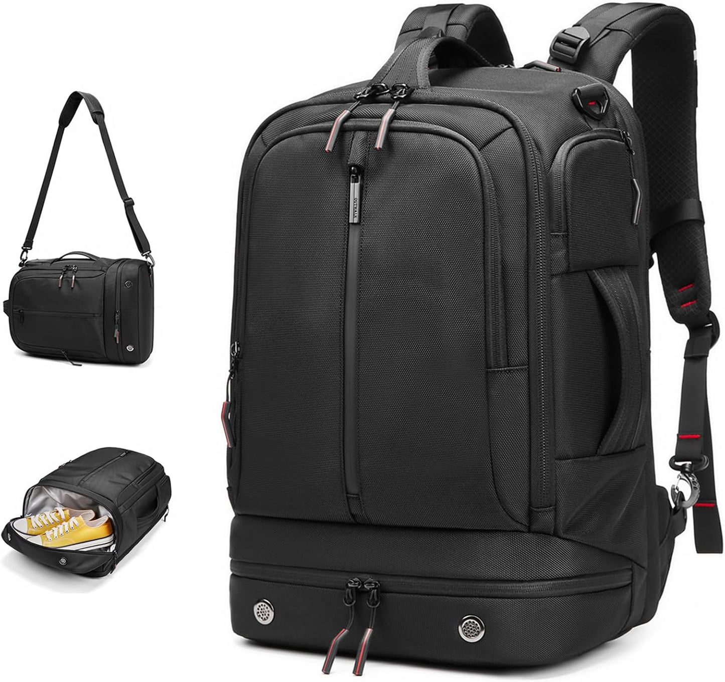 Somago 16 Inch Laptop Backpack Water Resistant Carry On Daypack Backpack Anti Theft Travel Rucksack Backpack with Shoe Compartment Shoulder Strap for Men Women, 33L (Black)