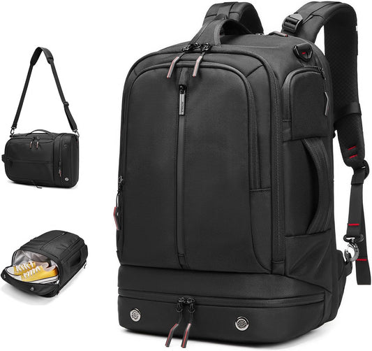 Somago 16 Inch Laptop Backpack Water Resistant Carry On Daypack Backpack Anti Theft Travel Rucksack Backpack with Shoe Compartment Shoulder Strap for Men Women, 33L (Black)