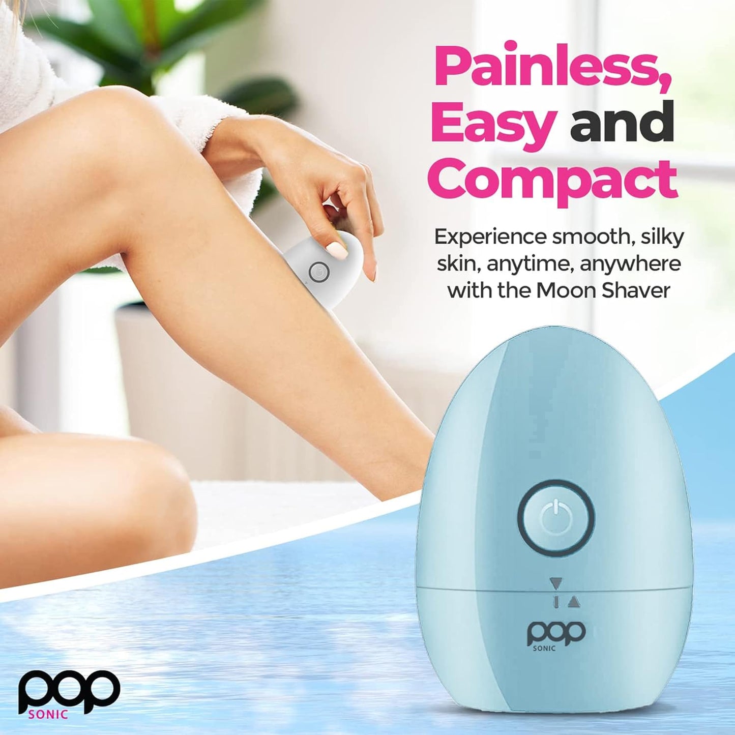 Pop Sonic Moon Shaver (Slate) - Face & Body Shavers for Men & Women - 3 Floating Rotary Heads Face Shaver w/Removable Cap - Long Lasting Lithium-ion Battery Portable Electric Shaver & Leg Shaver