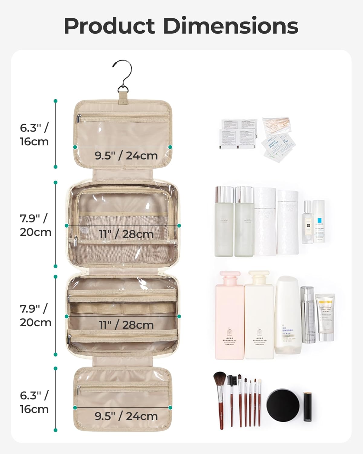 BAGSMART Travel Toiletry Bag for Women, Hanging Travel Bag for Toiletries, Puffy Makeup Cosmetic