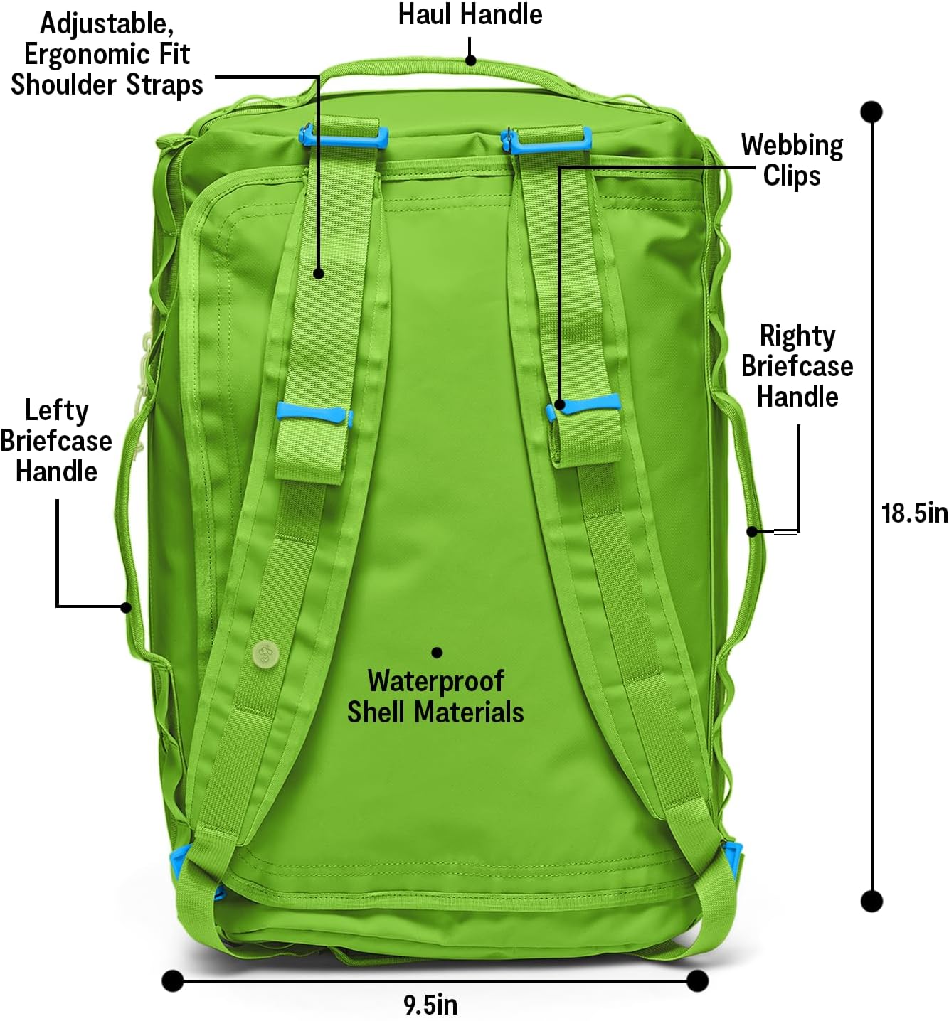 Baboon to the Moon Go-Bag Mini 32L – Detachable Straps, Small Duffle Bag for Travel, Gym Bag for Women, Mens Travel Bag, Duffel Bags for Traveling, Travel Duffel Bags for Women (Lime Breeze)