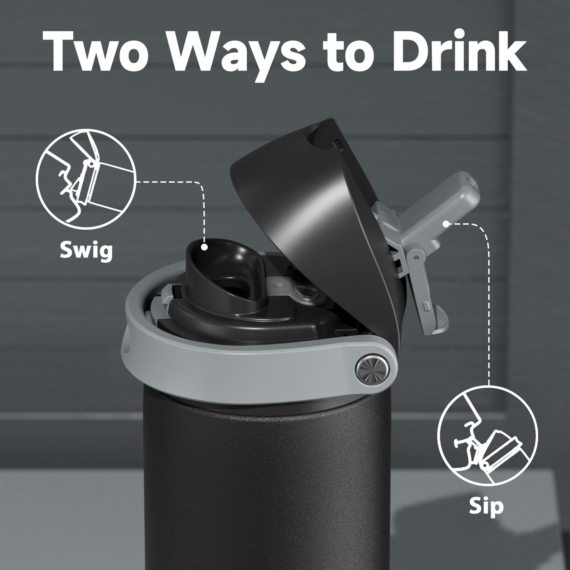 24 oz Insulated Water Bottle for Sports: Meoky Stainless Steel Water Bottle with 2-in-1 Straw and