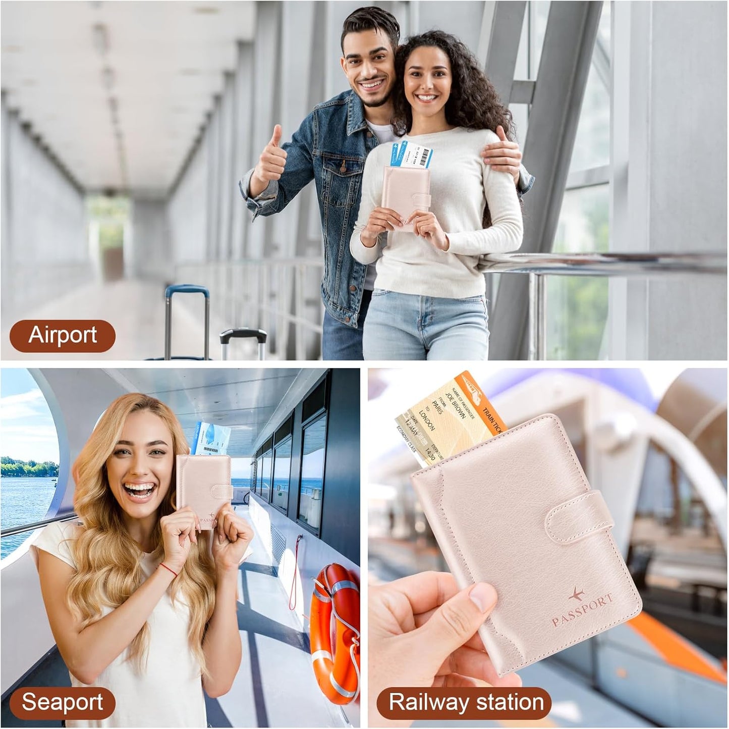 Herain Passport Holder for Travel Cruise Essentials, Passport Cover Wallet Case Women Men, RFID Passports Book Holders Travels Gifts Must Haves Accessories