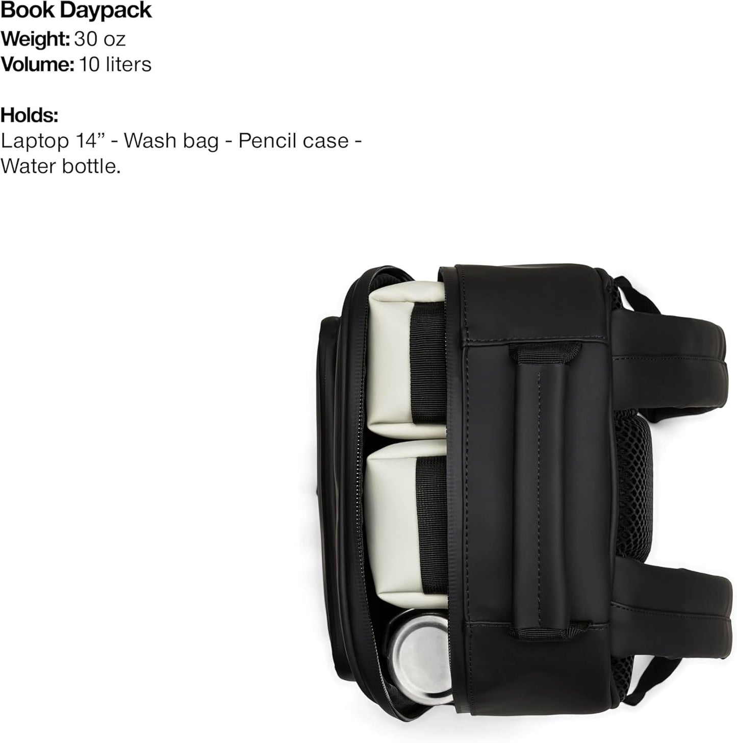 RAINS Book Daypack - Green Laptop Backpack for Men and Women, Waterproof Black Minimalist Commuter Bag with 15” Laptop Room, Front Zip Pocket - 2 Year Warranty