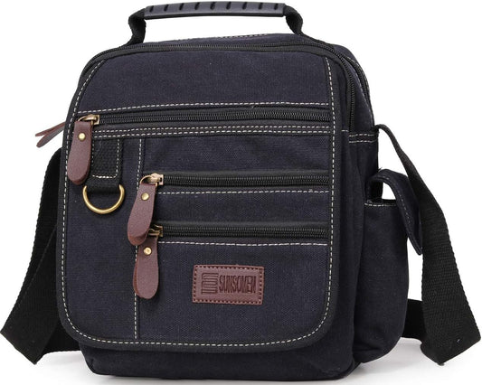 Mens bag Canvas Shoulder Bag Small Messenger Crossbody Bag Work Bag Vintage Multi-function