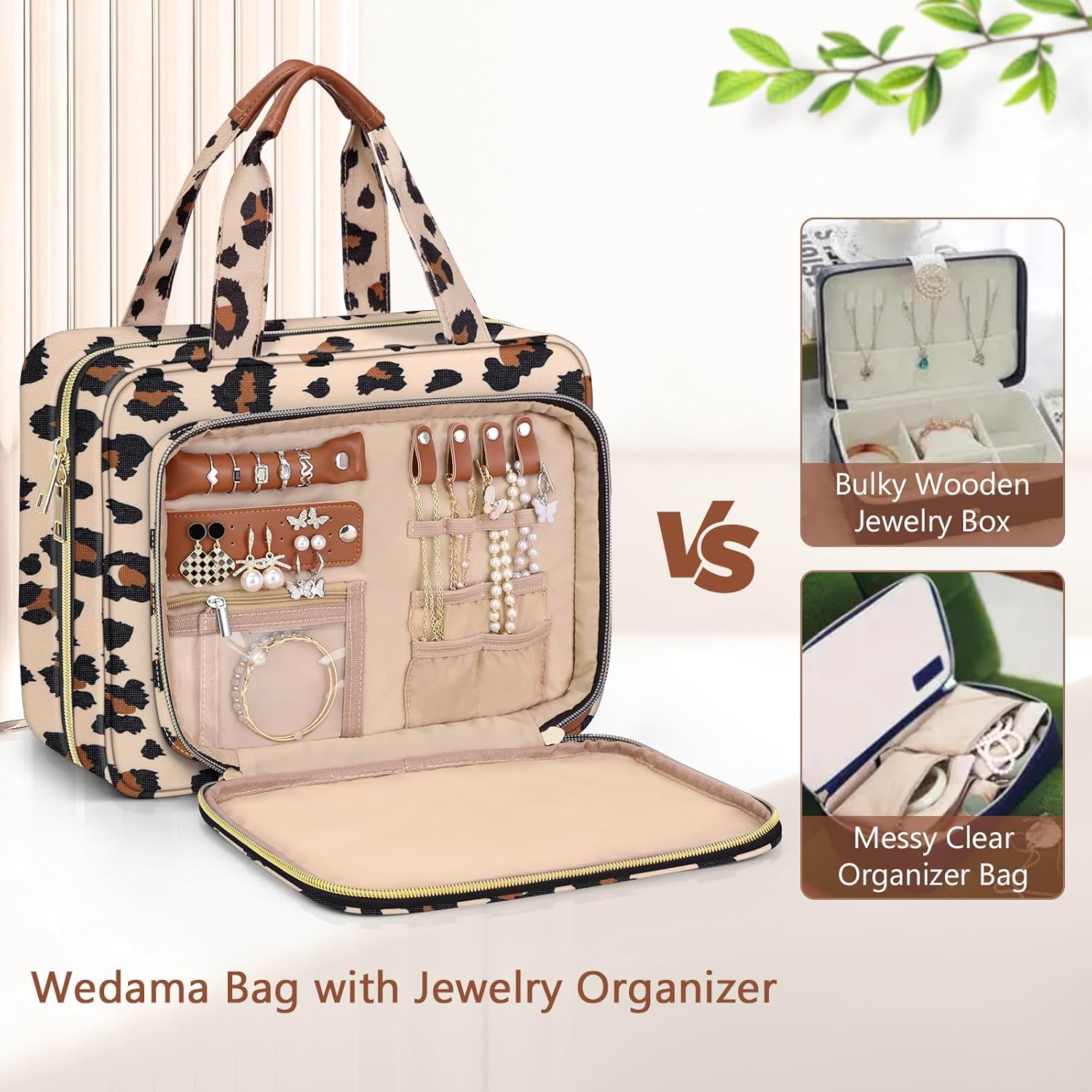 Wedama Toiletry Bag for Women, Hanging Travel Toiletry Bag with Jewelry Organizer Compartment Large