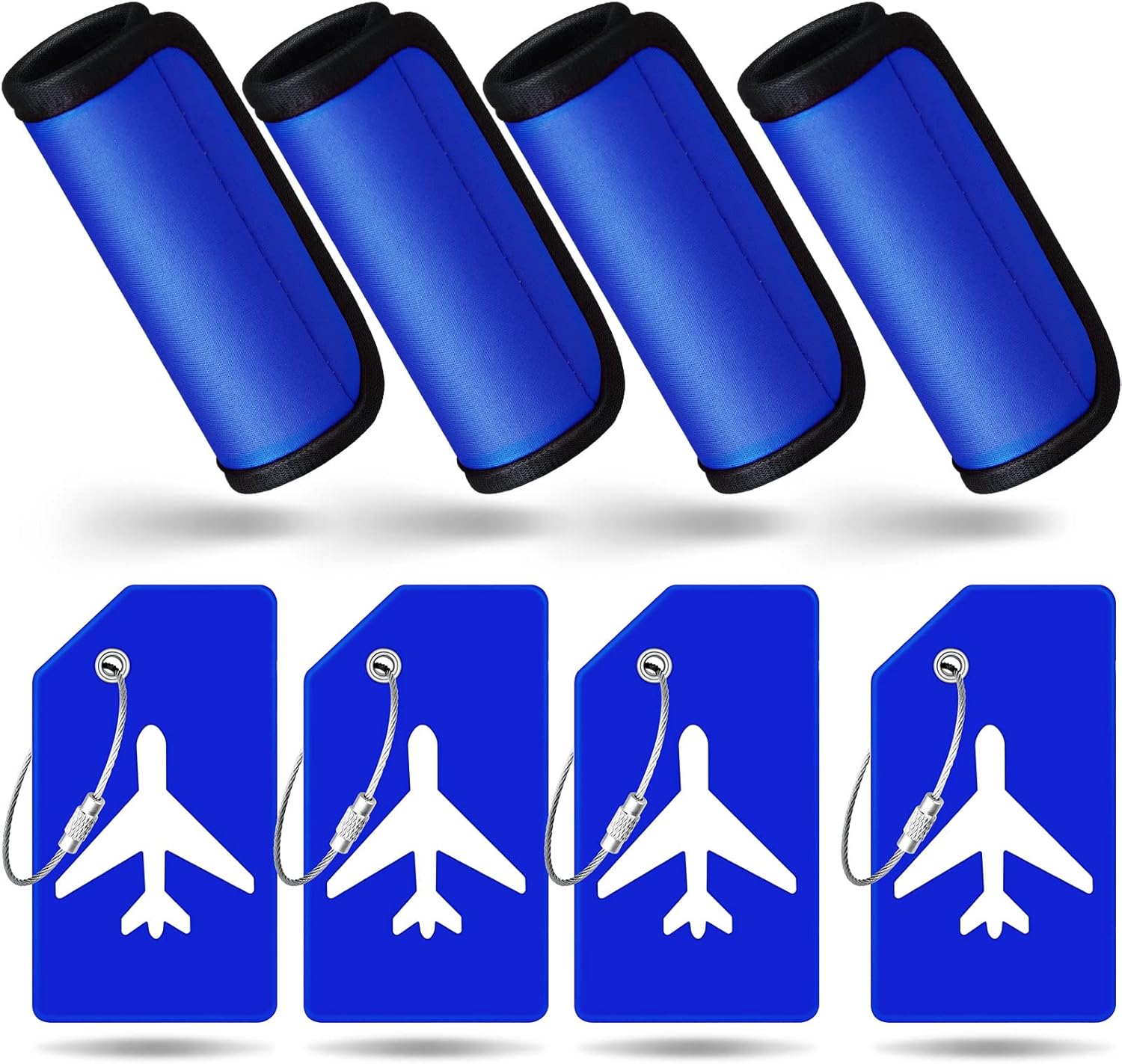 Sanwuta 8 Pcs Luggage Handle Wrap Tags Neoprene Suitcases Handle Wraps Silicone Luggage Identifiers