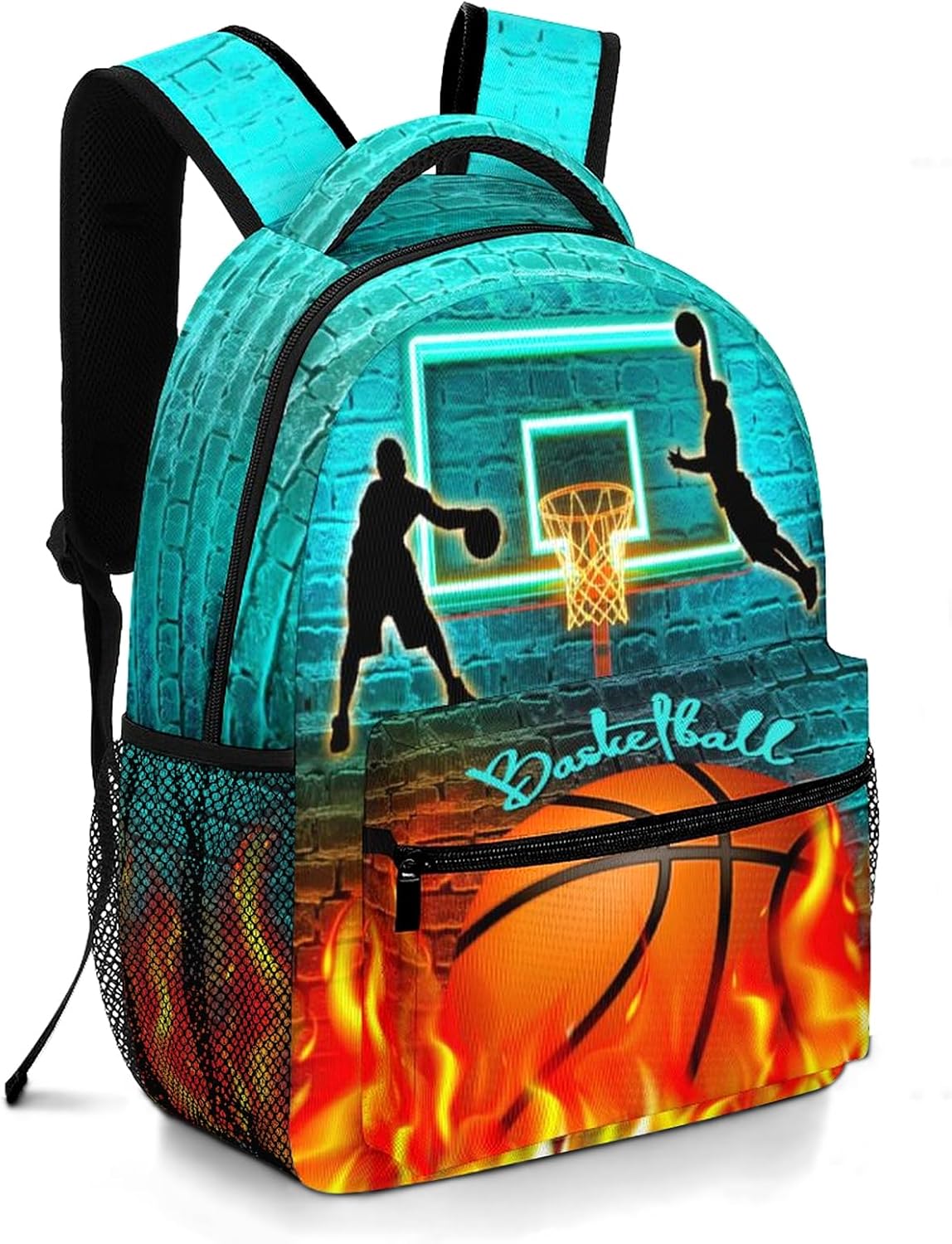 School Backpack for Boys Basketball Backpack for Kids Boys Ages 6-18 Elementary Middle School Students Kids' Backpacks Basketball Themed Bookbag Travel Back Pack