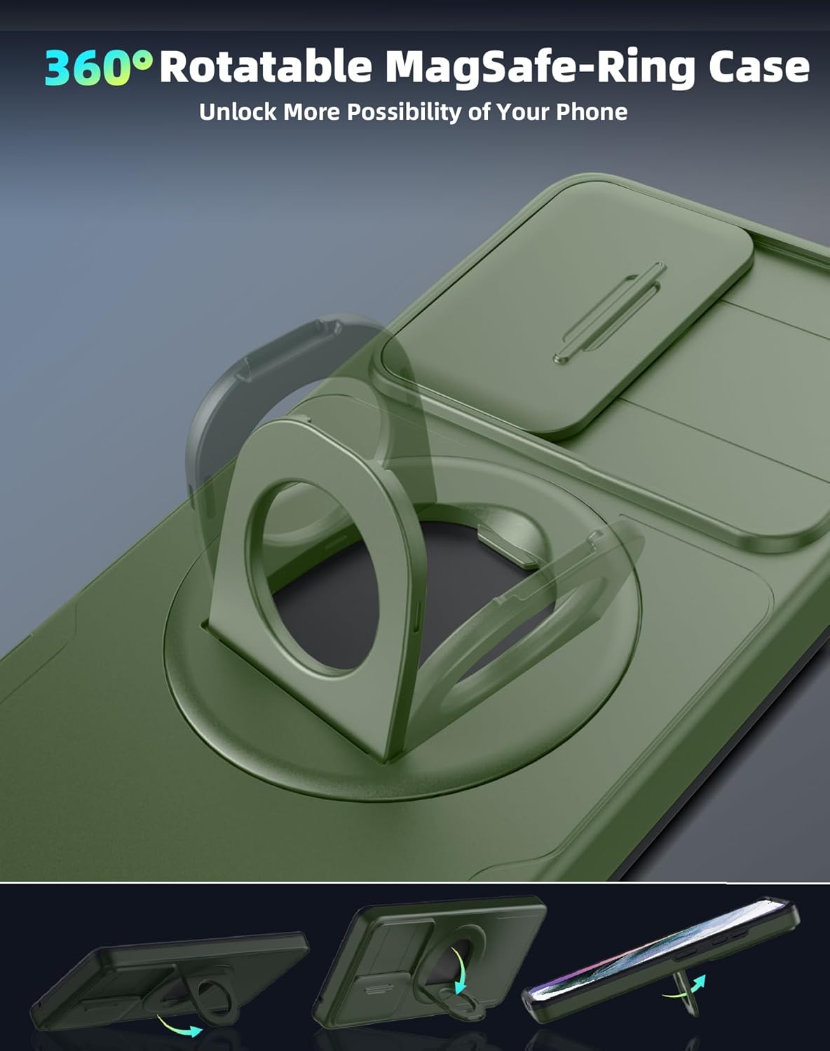 for Samsung Galaxy S21 Case Magnetic Compatible with MagSafe Wireless Charging,with Screen Protector,Built-in Kickstand Ring+Camera Cover Anti-Scratch Shockproof Heavy Duty Protection Green