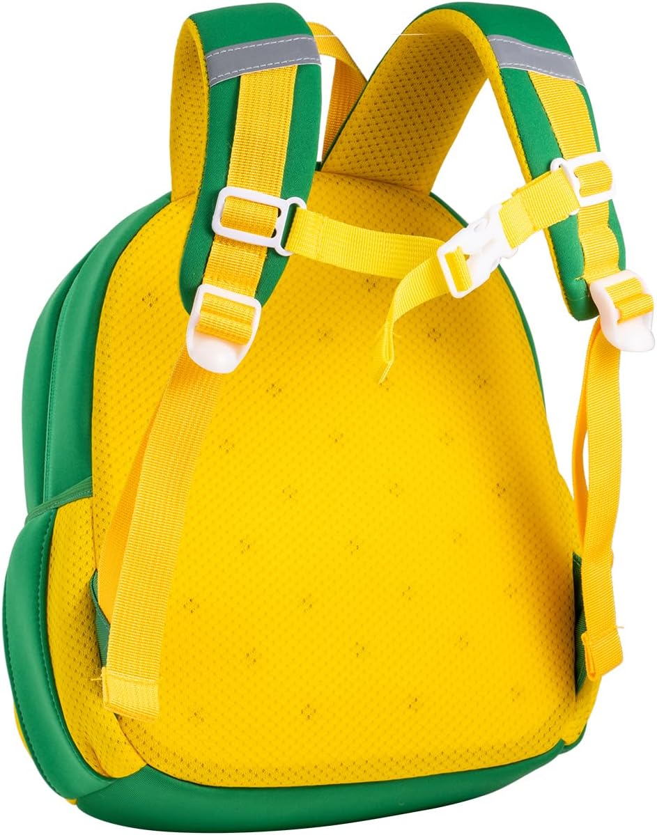 Lightweight and breathable children's dinosaur schoolbag, made of SBR diving fabric, suitable for kindergarten backpacks (green, Small)