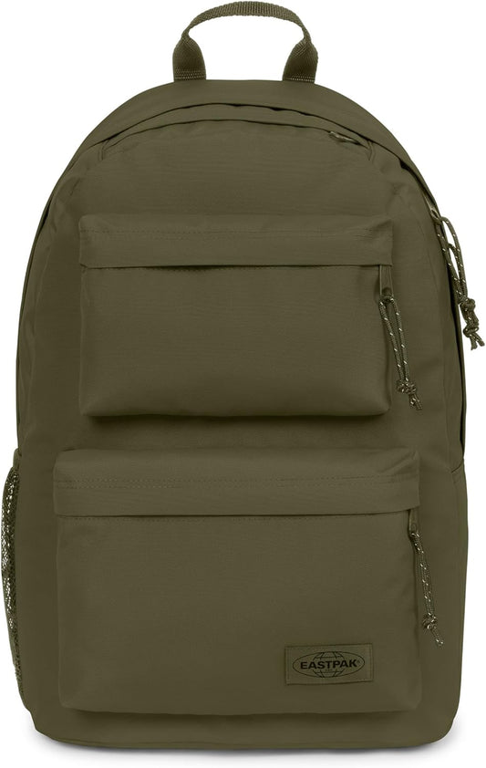 EASTPAK Padded Double – 24L Squared Backpack with Dual Front Pockets, 13” Laptop Sleeve, Bottle Holder & Padded Straps, Dark Grass
