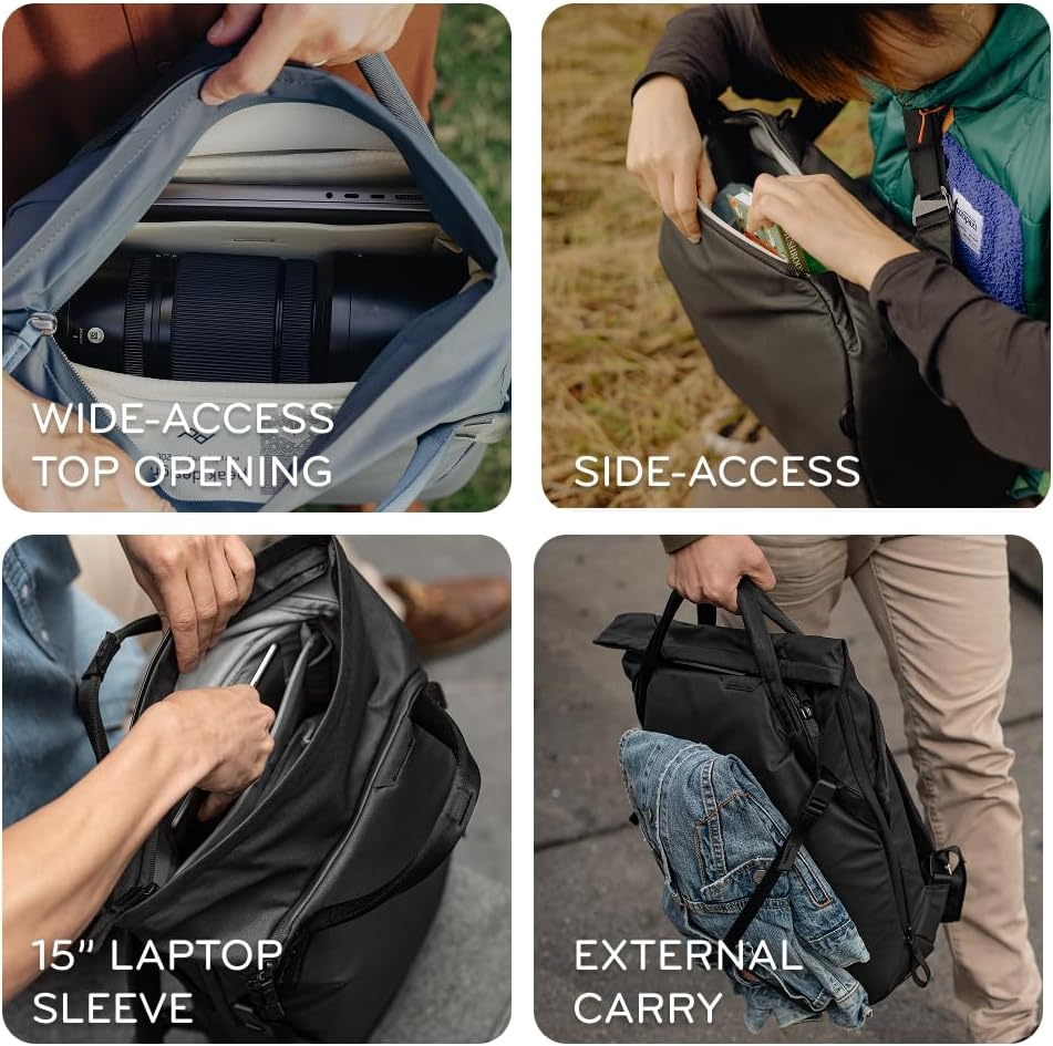 Peak Design Everyday Totepack 20L, Ocean, Weatherproof Shell, Top and Side Access, FlexFold Dividers, Laptop Sleeve, Internal Pockets, Backpack or Hand Carry, Versatile Tote Bag for Women and Men