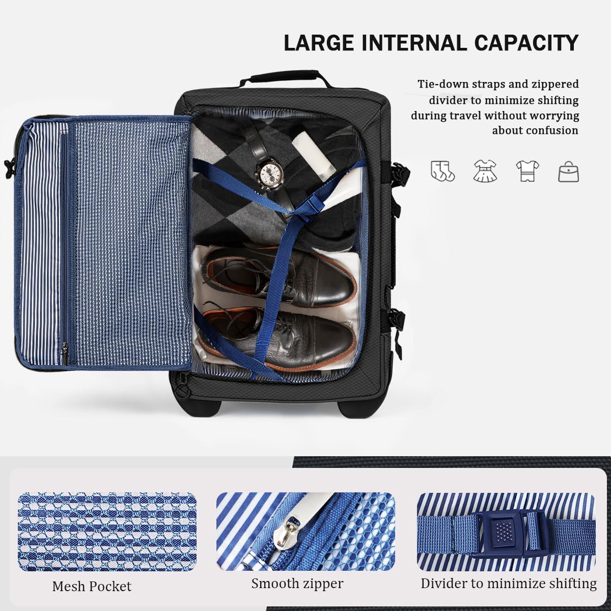 20'' Rolling Duffle Bag w/Wheels,Rolling Duffle Bag w/Handle,Carry on Luggage Travel Duffle Bags for Man Women（20,Black）