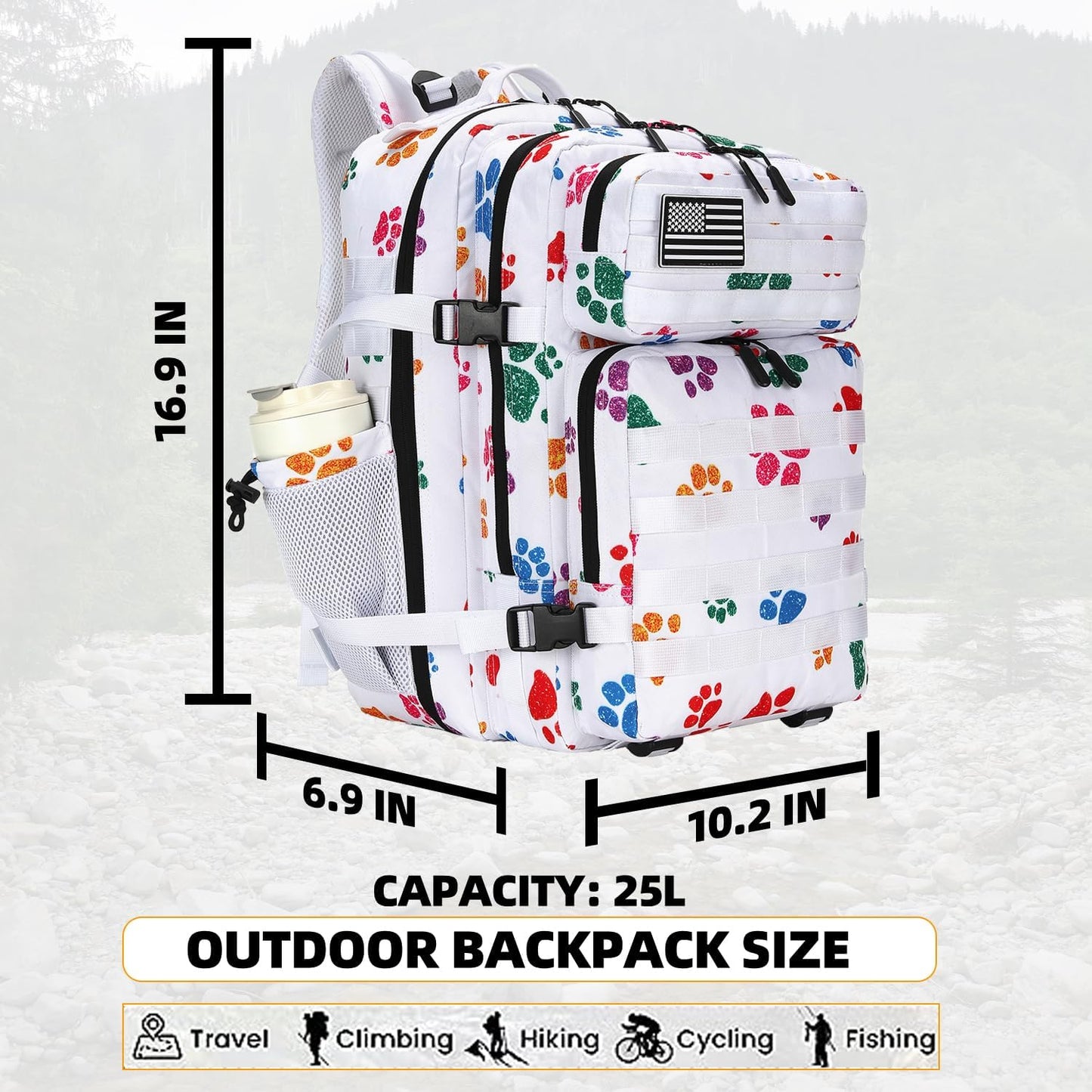 25L Tactical Military Backpack Small Travel Rucksack for Men and Women Assault Pack Bug Out Bag