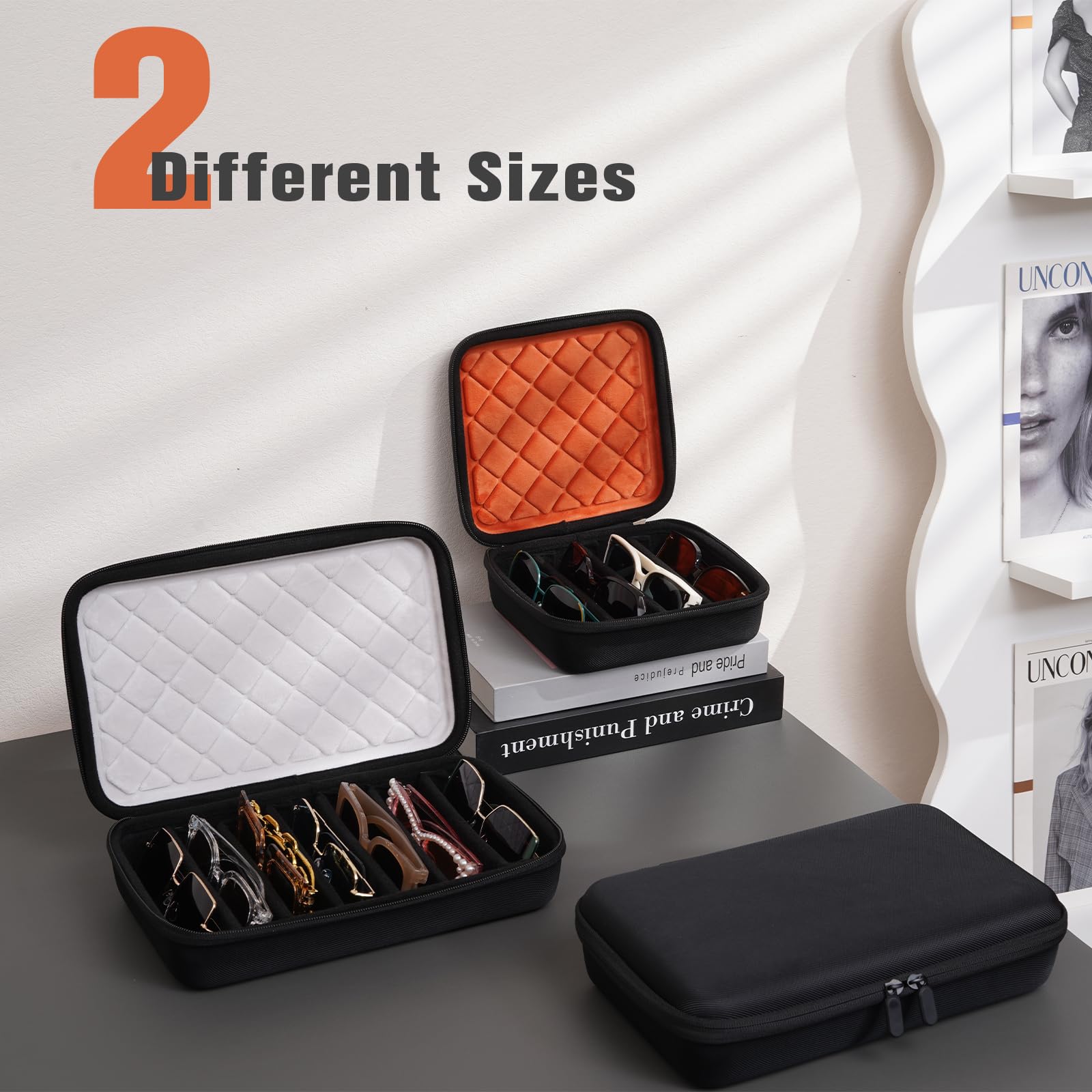 ProCase Hard Shell Travel Sunglasses Organizer -7 Slots, Orangeblack