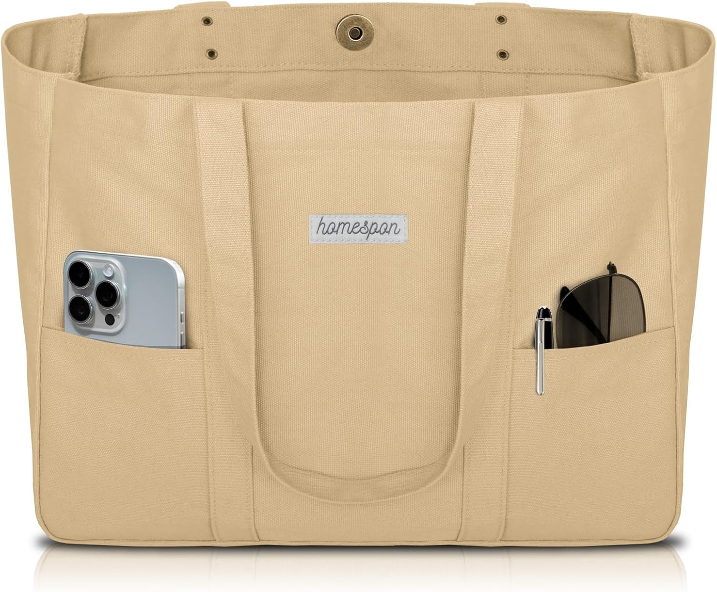 HOMESPON Large Canvas Tote Bag for Women Everything Bag with Pockets and Laptop Sleeve