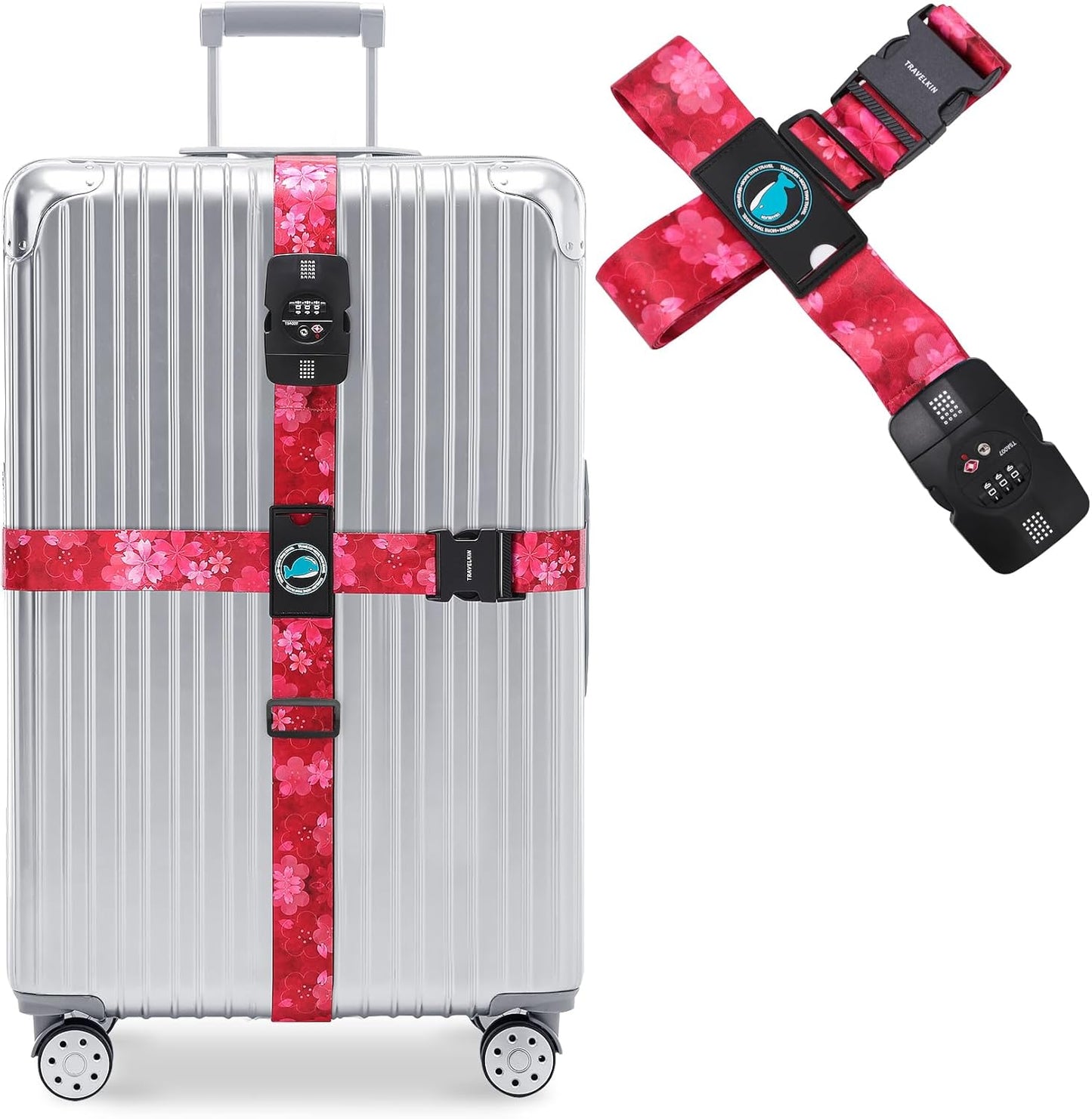 Travelkin Luggage Straps TSA Approved - Adjustable Cross Suitcase Straps with TSA Lock, Reinforced