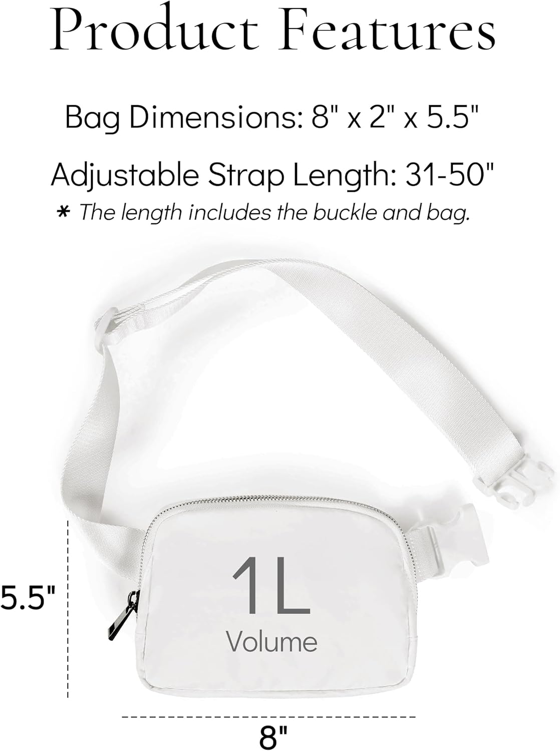 Fanny Pack Crossbody Bag Trendy Waterproof Small Sling Cross Body Purse for Women Men Fashion Waist Packs Mini Belt Pouch Chest Bum Hip Bag Lulu Dupes for Travel Vacation Running Frost