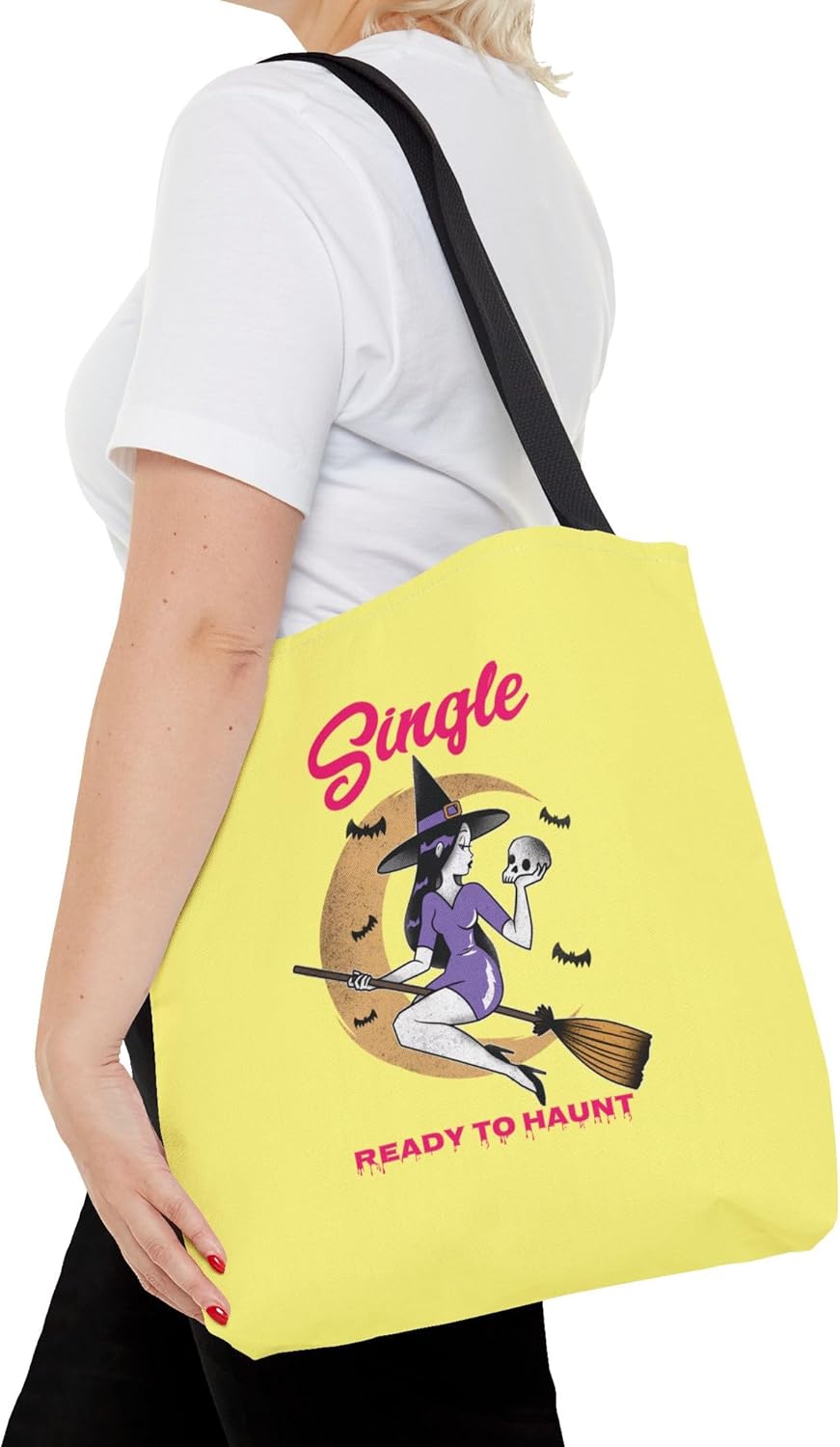 Single and Ready to Haunt Tote Bag, Halloween Tote for Singles, Witchy Accessories, Breakup Gift for Her, Fall Vibe Tote