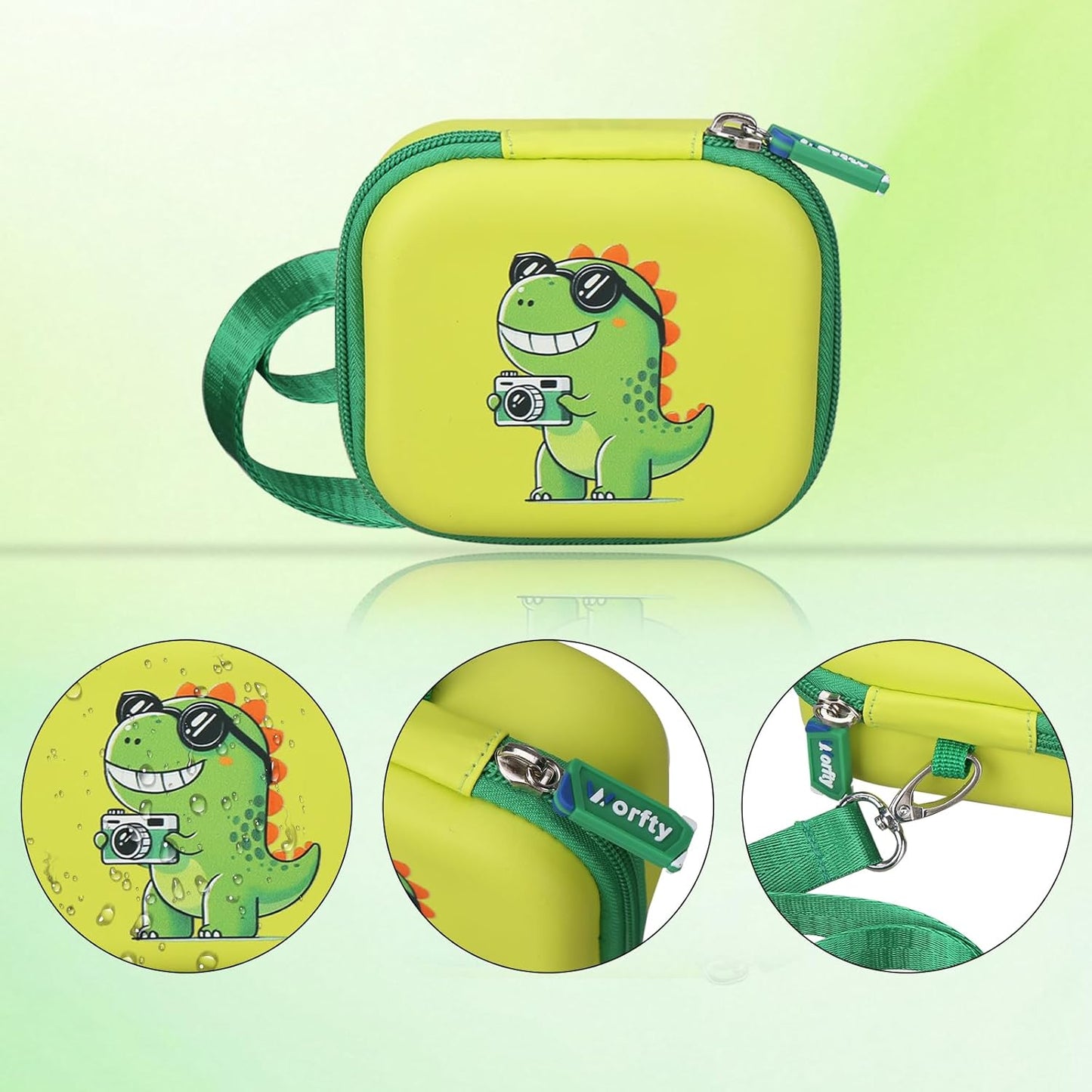 Kids Camera Case Compatible with YEEHAO/Goopow/Hangrui/Masterbee/OUTUVAS/GKTZ Digital Video Camera Toys Camcorder Storage Holder Carrying - Green Dinosaur(Case Only) (Green dinosaur)