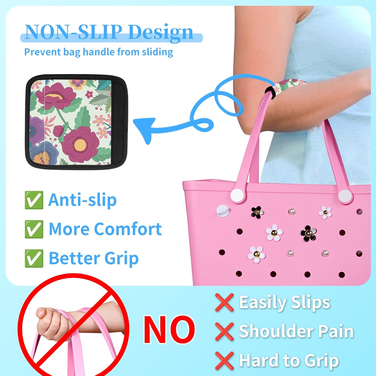 Luggage Handle Wrap 3Pcs Suitcase Identifier - Flower Bag Strap Wrap Cover for Bogg, Easy