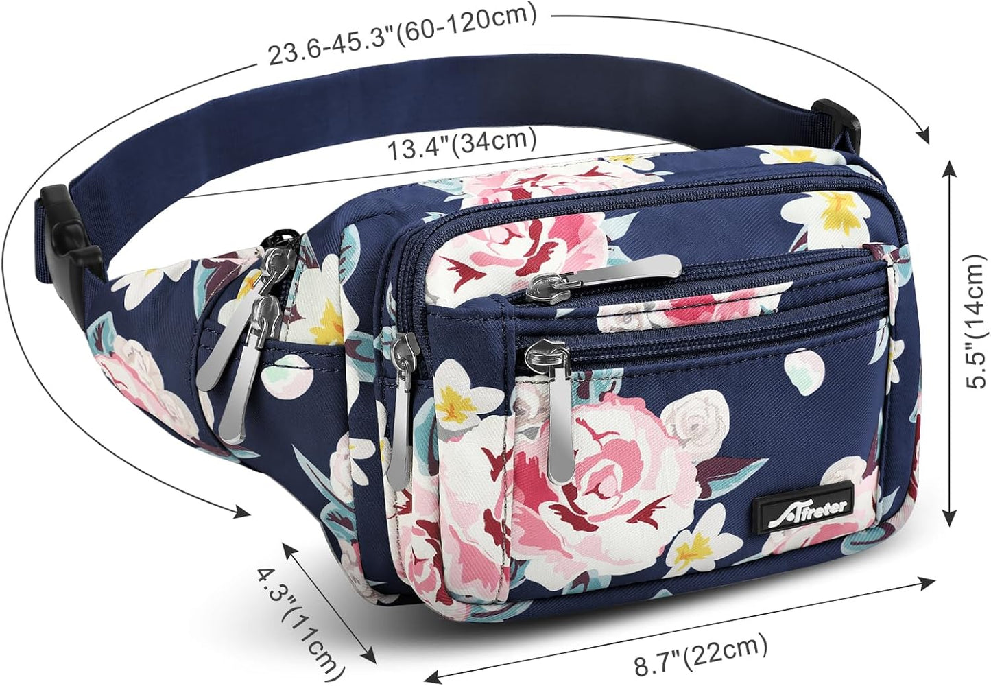 Waist Pack Bag Fanny Pack for Men&Women Hip Bum Bag with Adjustable Strap for Outdoors Workout Traveling Casual Running Hiking Cycling (New Blue Flowers)