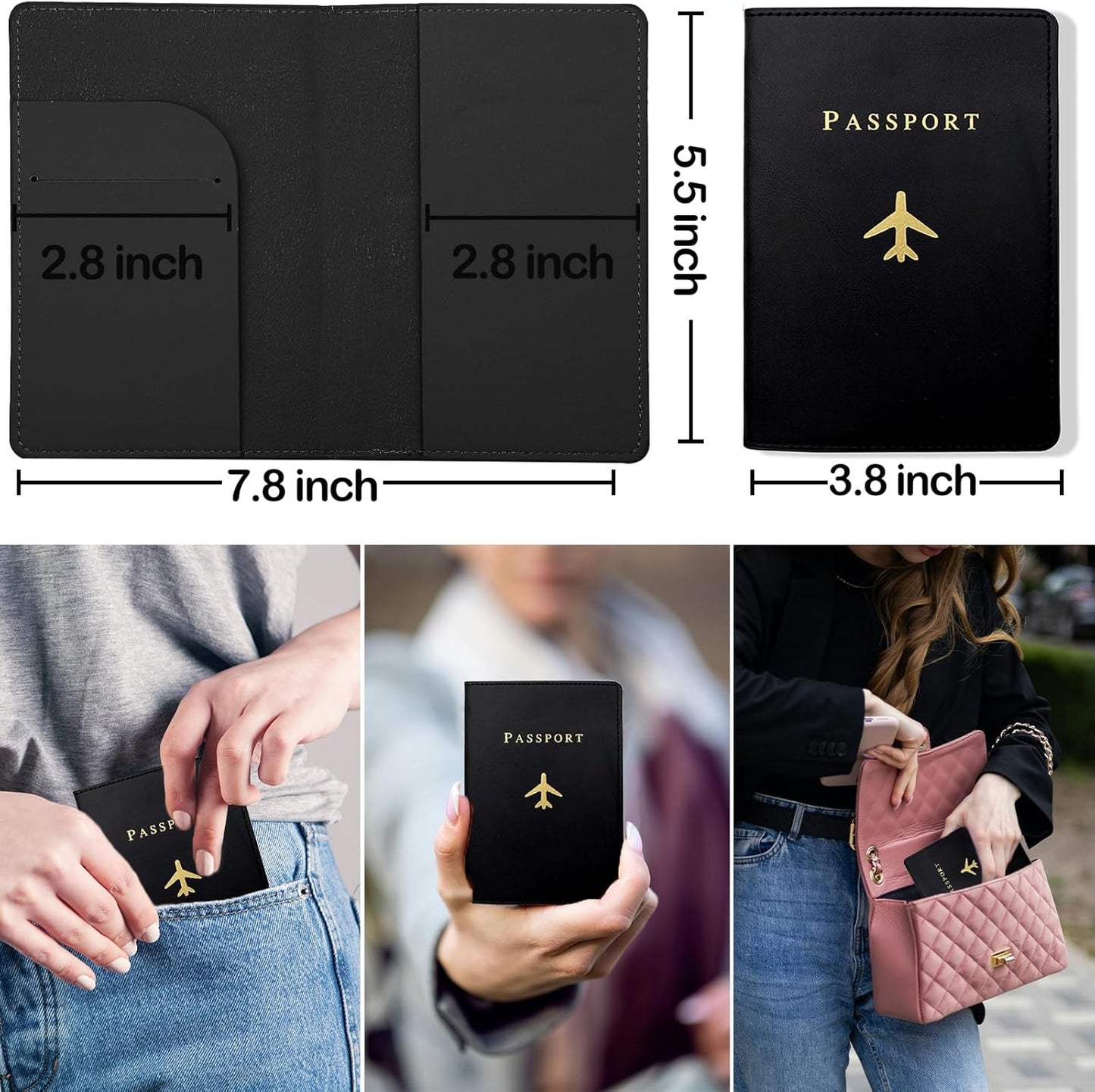 Sizobi Leather Passport Holder Covers Case, Passport Holder for Travel Women, International Travel Must Haves Travel Accessories for Women Men, Cruise Ship Essentials, Passport Book Travel Gifts