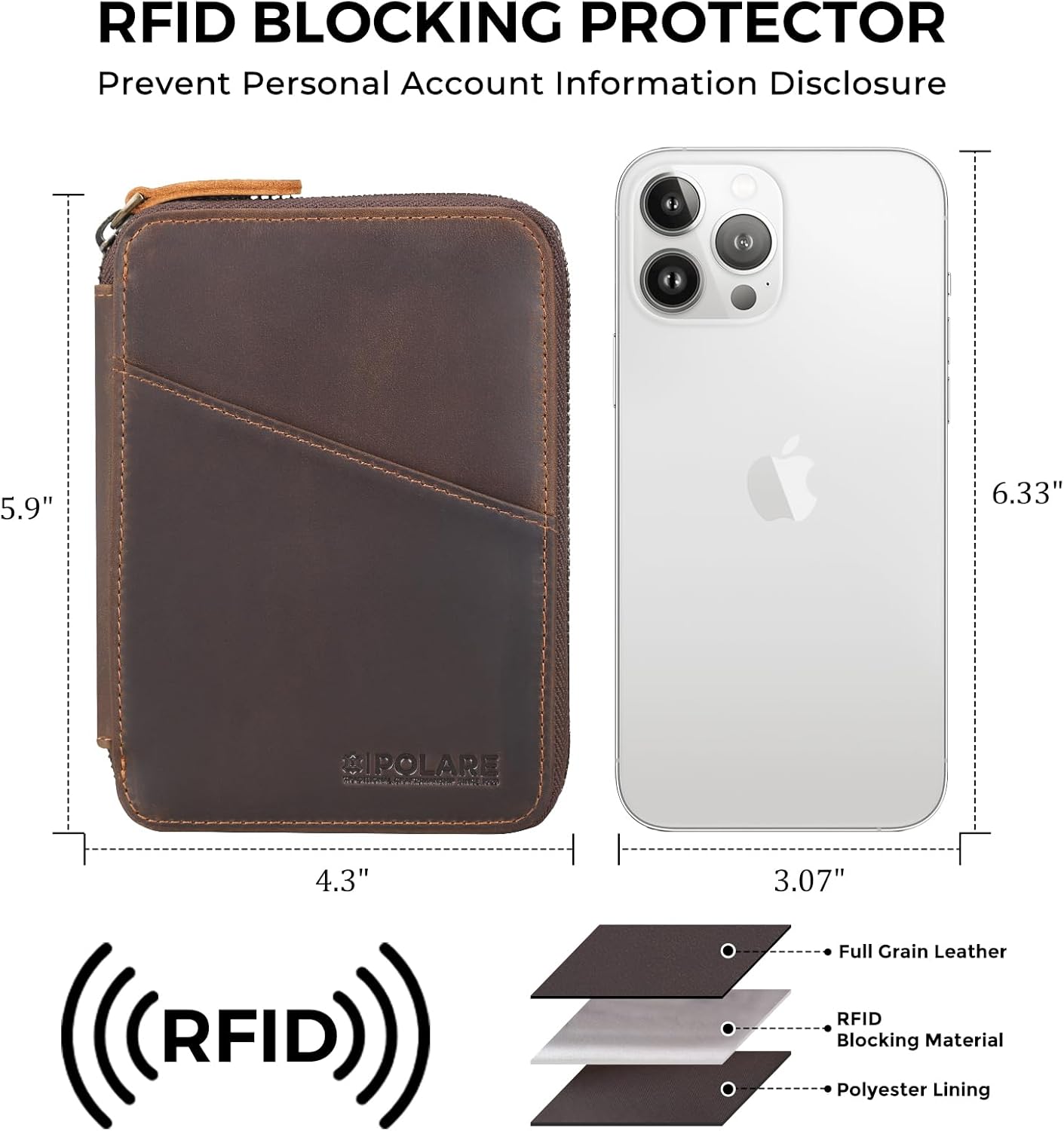 Polare Full Grain Leather Travel Passport Wallet RFID Blocking Passport Holder Soft Bifold Cover
