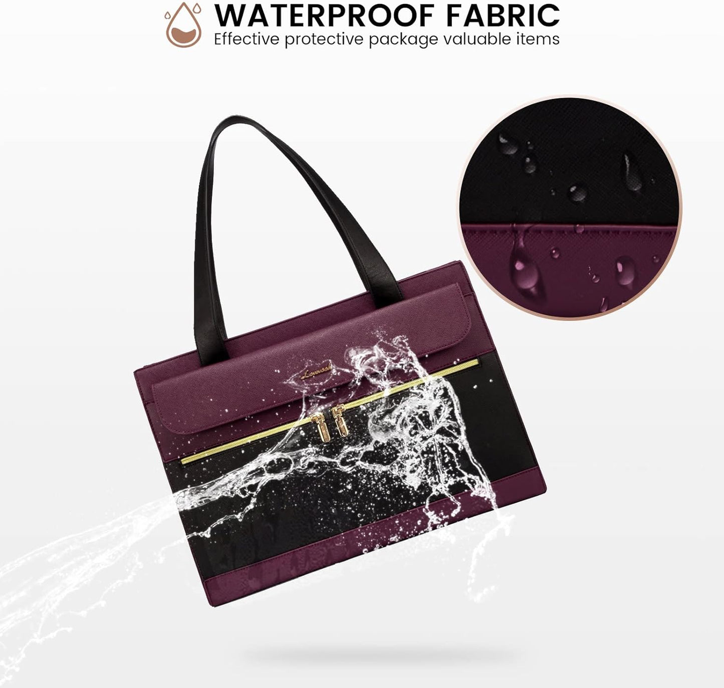 LOVEVOOK Laptop Bag for Women 15.6 Inch Tote Work Professional Leather Computer Briefcase