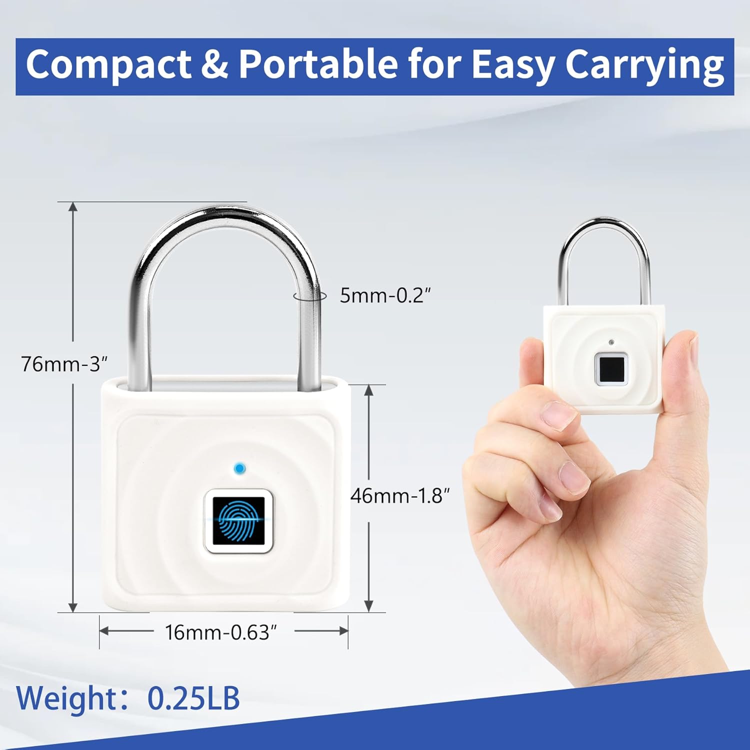 UMIKSMART Biometric Smart Lock, Keyless Fingerprint Padlock with USB Charging, Smart Lock Gift for