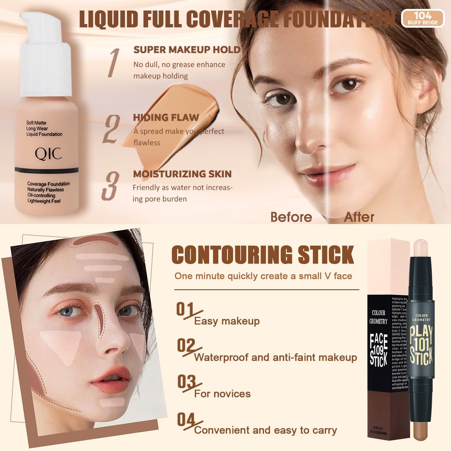All in One Makeup Kit for Women Full Kit, Make Up Gift Set for Women Teens Girls, Includes Eyeshadow Foundation CC Lipstick Mascara Brush Sponge Brow Powder Soap Eyeliner Primer Contour Cosmetic Bag